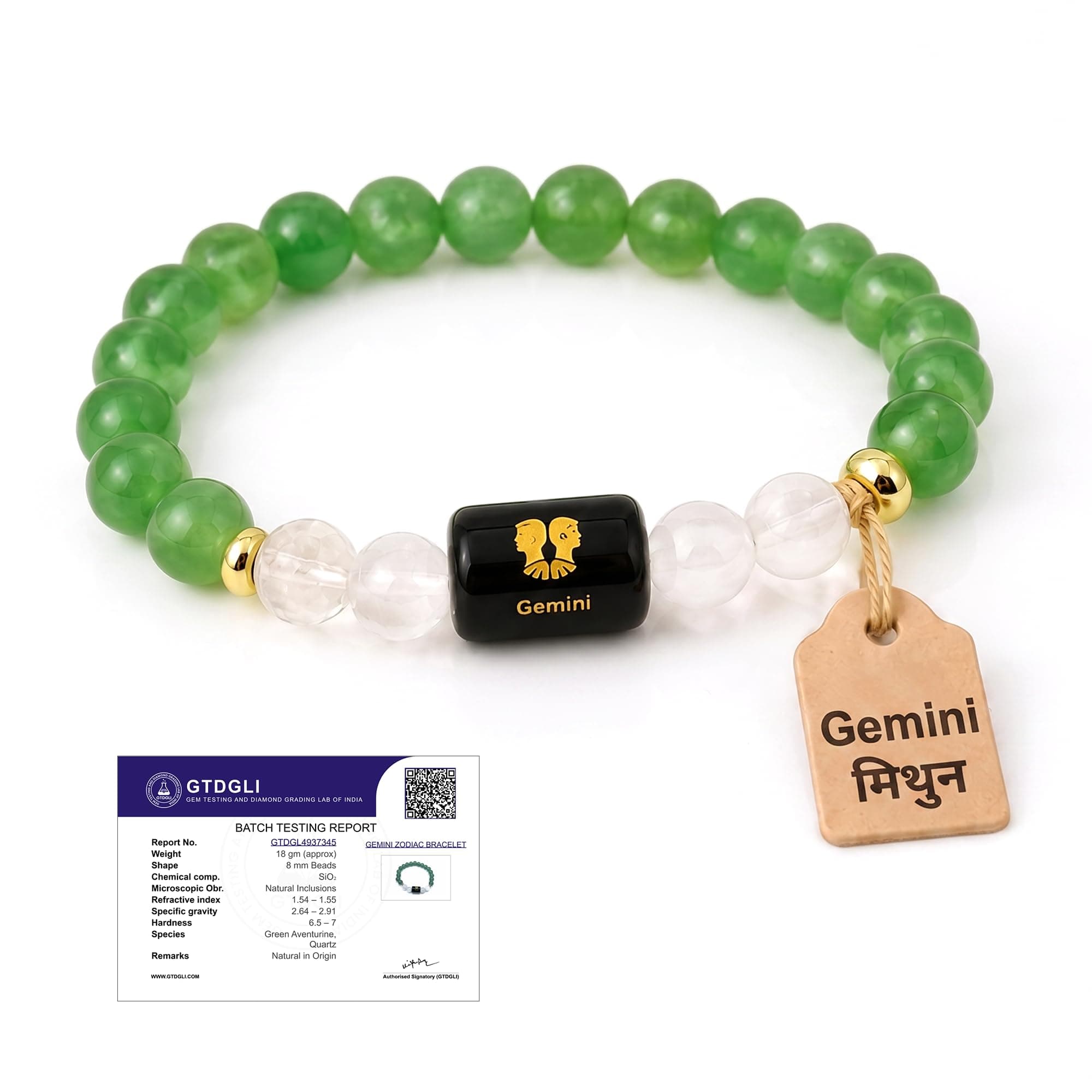 Astrotalk Gemini Zodiac Bracelet (मिथुन राशि) | Healing Crystals for Emotional Balance, Focus & Positive Energy | Green Aventurine & Milky Quartz | Bracelet for Man & Woman | Gift for Man & Woman