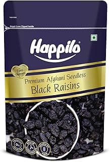 Happilo Premium Afghani Black Raisins Seedless 250g | Kali Kishmish/Kismis | Dry Fruits, Healthy Snacks | Rich in Fiber, Potassium & Antioxidants | Tasty & Nutritious