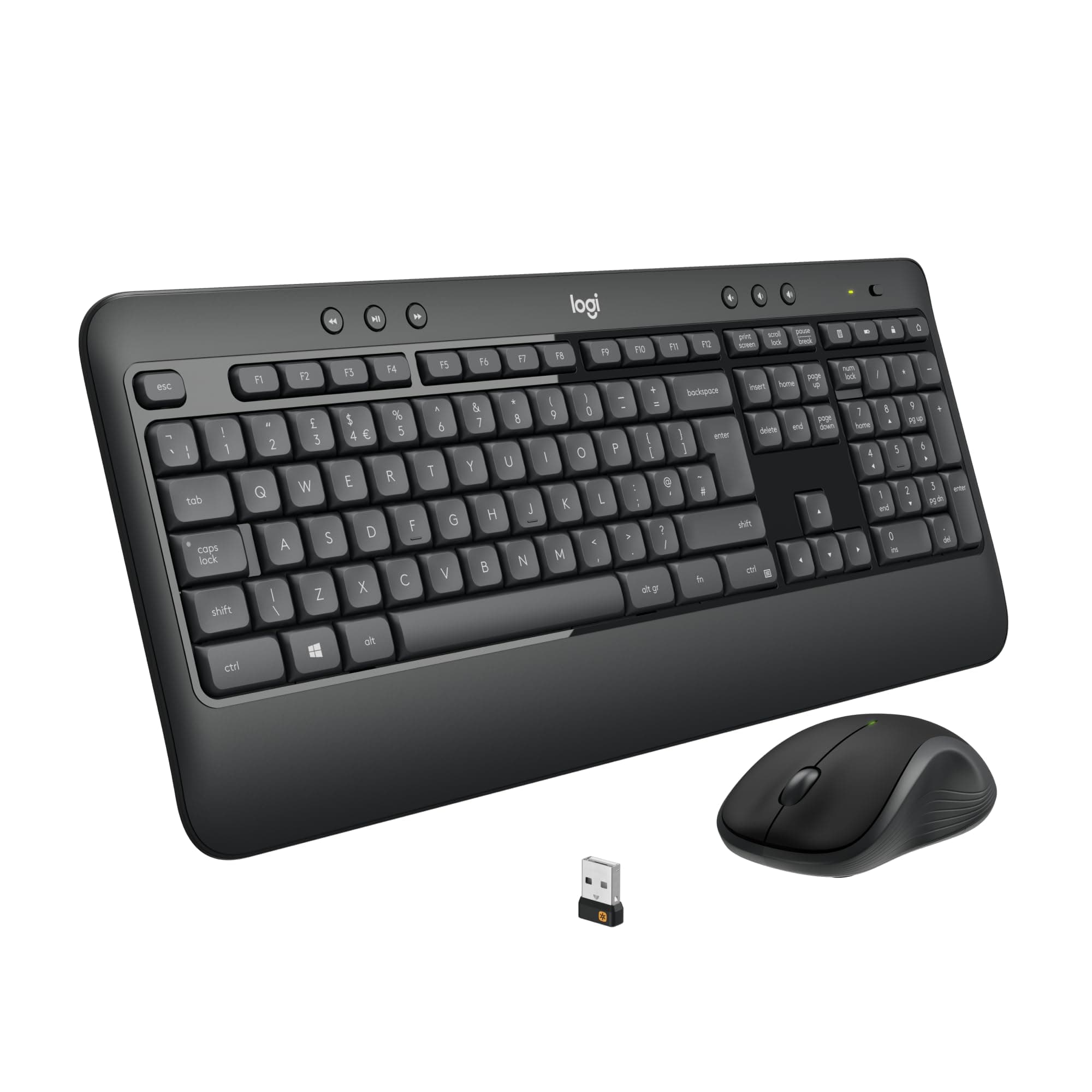 Logitech MK540 Advanced Wireless Keyboard and Mouse Combo for Windows, 2.4 GHz Unifying USB-Receiver, Multimedia Hotkeys, 3-Year Battery Life, for PC, Laptop - Black