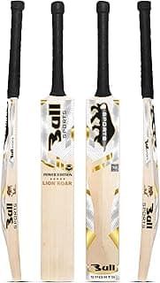 Lion Roar Power Edition English Willow Cricket Bat, Full Size, Lightweight, Natural/White/Gold, with Spiral Wrapped Cotton Grip (Lion Roar)