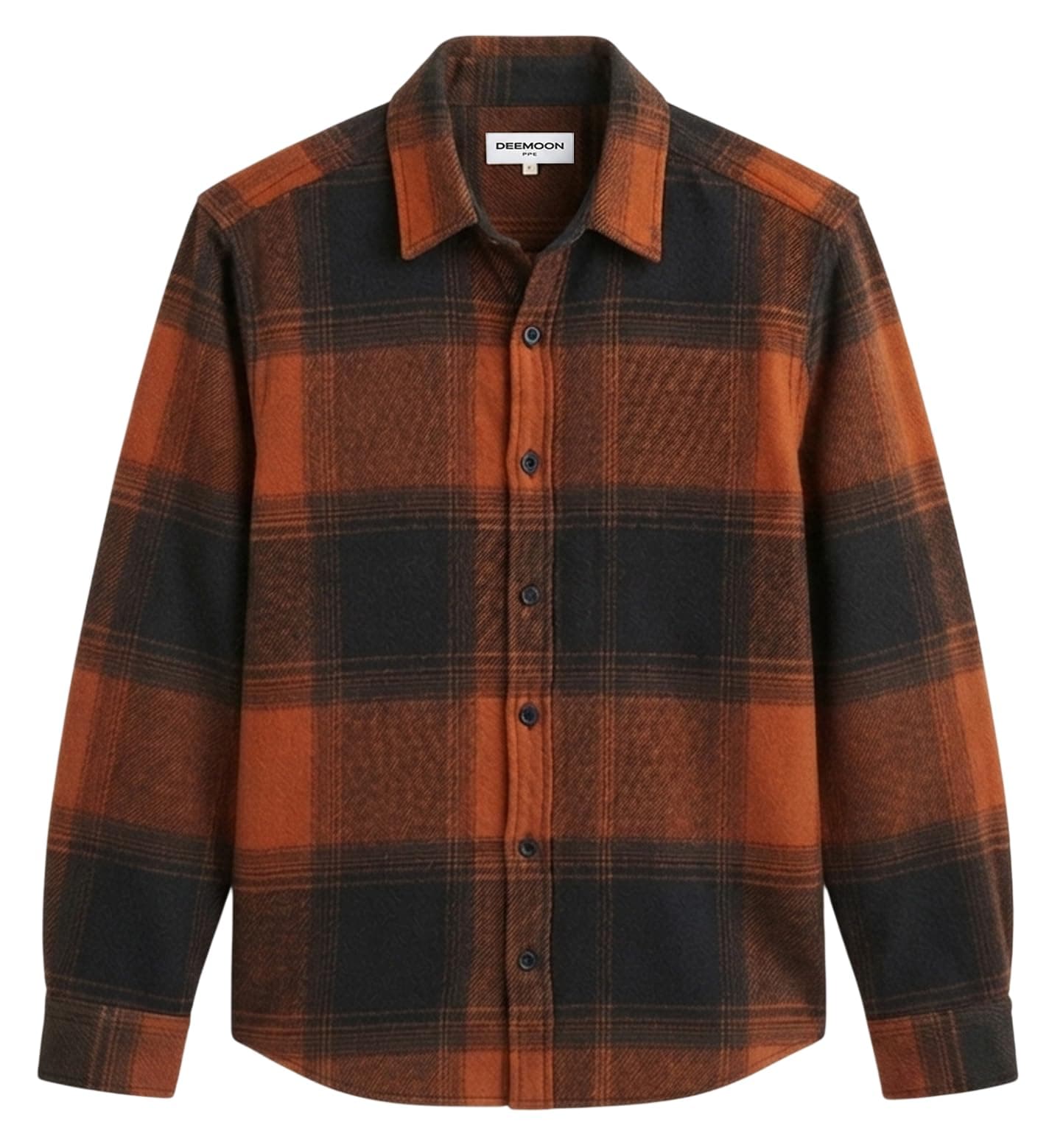 DEEMOON Men's Premium Cotton Flannel Checkered Shirt | Full Sleeve Plaid Casual Button-Down | Regular Fit | Winter & Autumn Wear | Size - M | Color - Orange