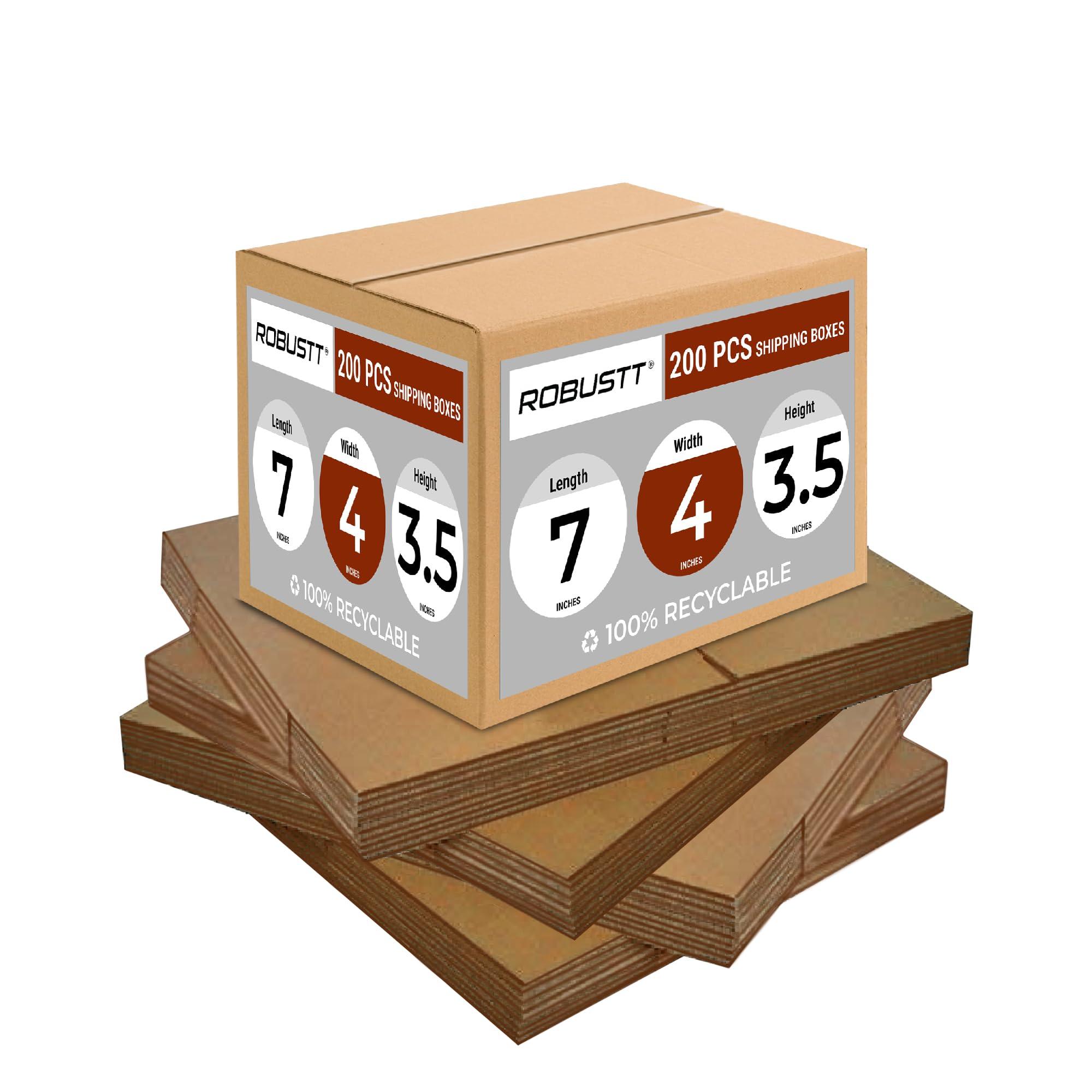 Robustt 3 Ply 7"X4"X3.5" Cardboard Boxes for Packaging (Pack of 200) | Brown Corrugated Box for Packing | Shipping | Home Shifting | Parcel | Courier Packing box | Large Carton Box
