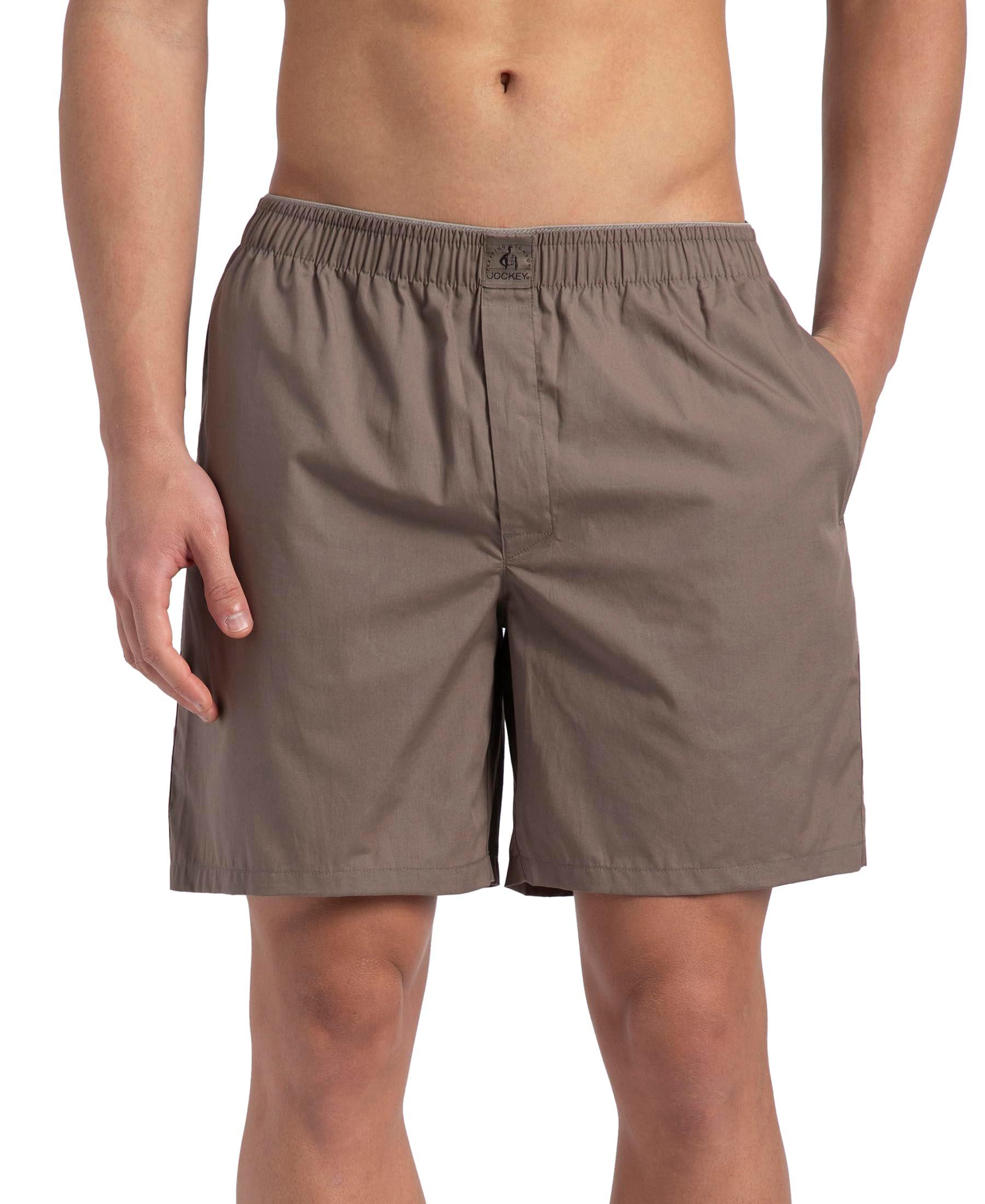 Jockey MC10 Men's Super Combed Mercerized Cotton Woven Fabric Boxer Shorts_Dark Khaki_L