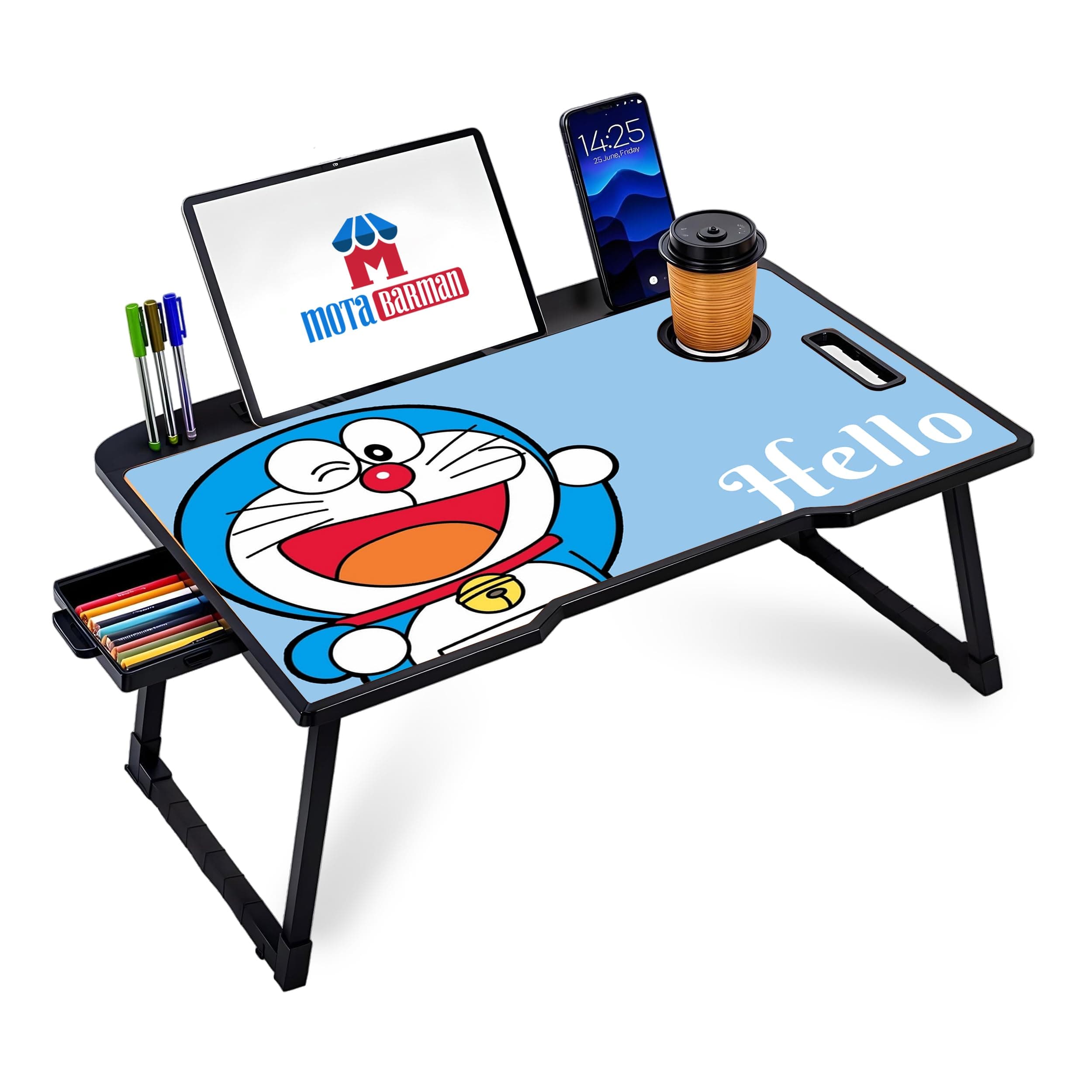 Mota Barman Office Table for Home/Writing Desk for Office/Folding Table for School/Folding Study Table/Work from Home Multipurpose Table (Doremon)