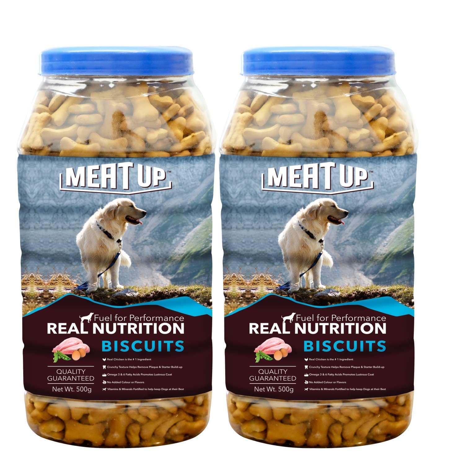 Meat Up Dog Treats Biscuits Real Chicken Flavour, 500g +500g Total 1 Kg Pack