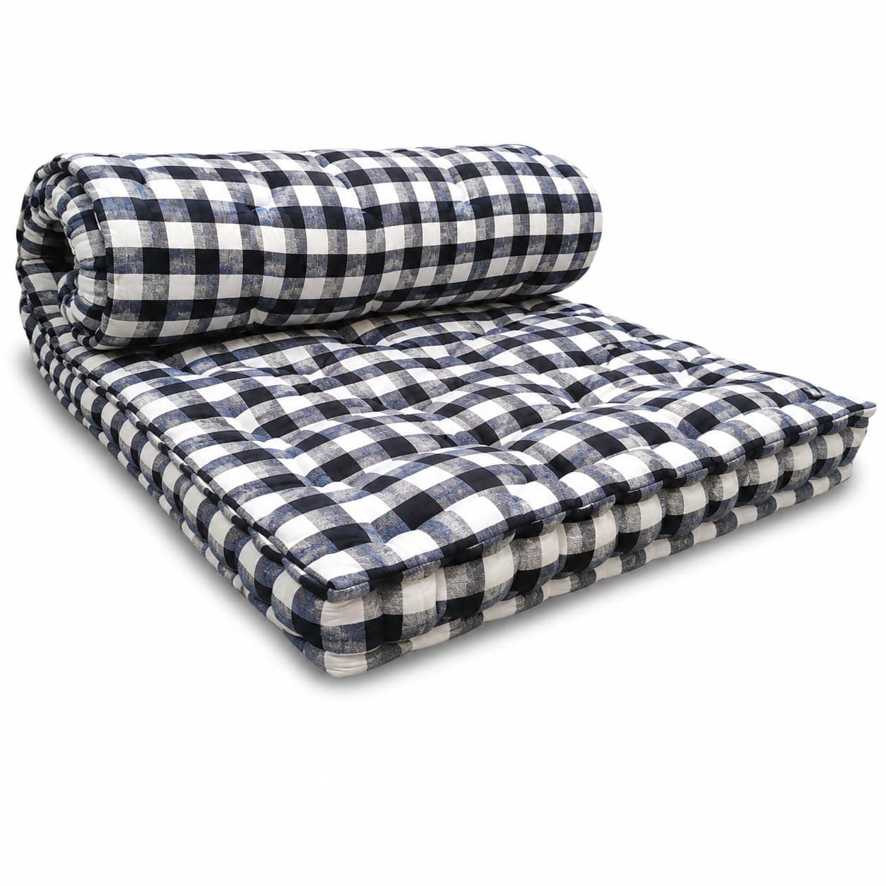 Todplay Box Bordered Cotton Mattress 3 x 6 Feet | 4 Inch Thick Cotton Filled Gadda | Foldable Floor Mattress for Sleeping, Guest Bed, Hostel, Home & Travel