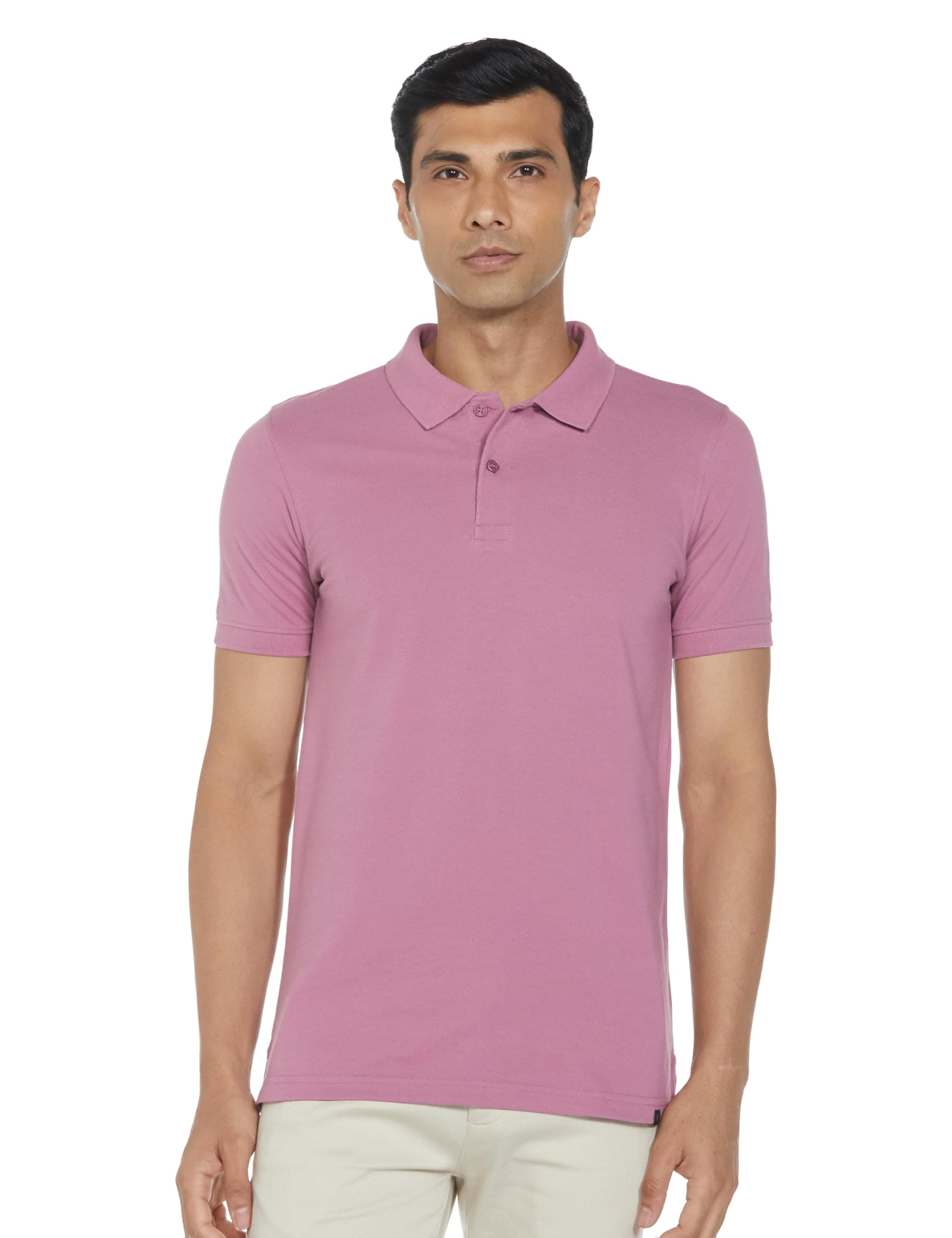 Amazon Brand - Symbol Men's Solid Cotton Rich Polo T Shirt | Collar Tshirts | Half Sleeves | Plain-Regular Fit_AW17MPCP-SINGLE_Heather Purple_4XL