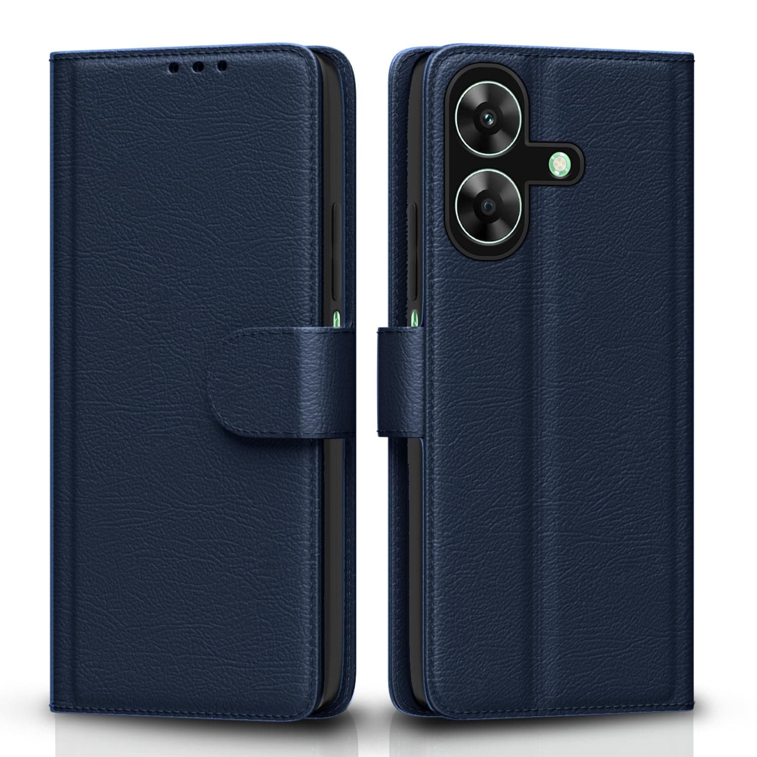 Pikkme Flip Cover Leather Finish | Inside TPU with Card Pockets | Wallet Stand and Shock Proof | Complete Protection Flip Case for Realme C61 / Realme Narzo N61 (Blue)