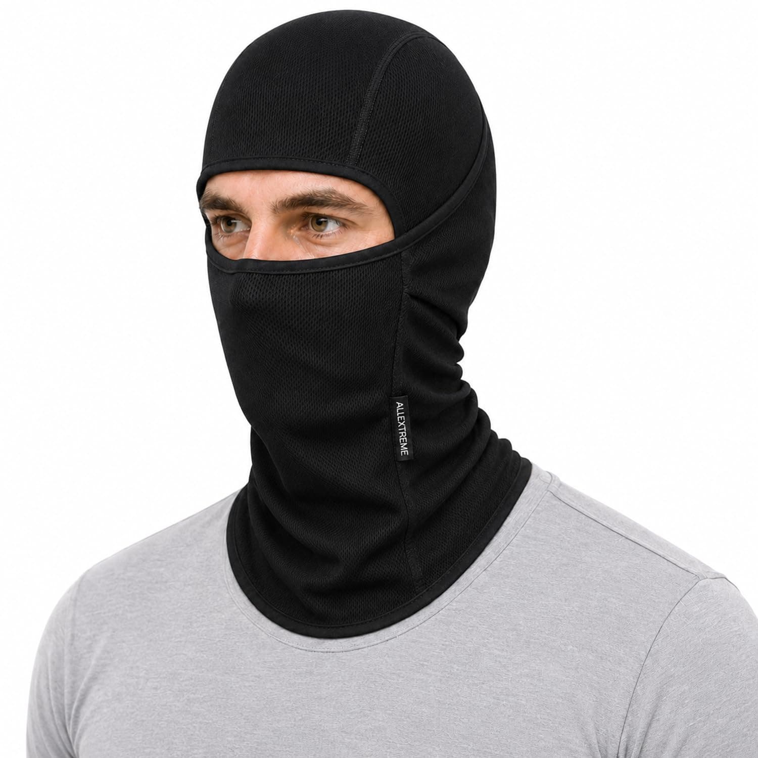 Allextreme Dryfit Full Face Mask with Enhanced UV Sun Wind & Dust Protection for Riding, Skiing, Cycling & Hiking | 9-in-1 Balaclava Helmet Liner Anti-Pollution Bandana for Men & Women Riders (Black)