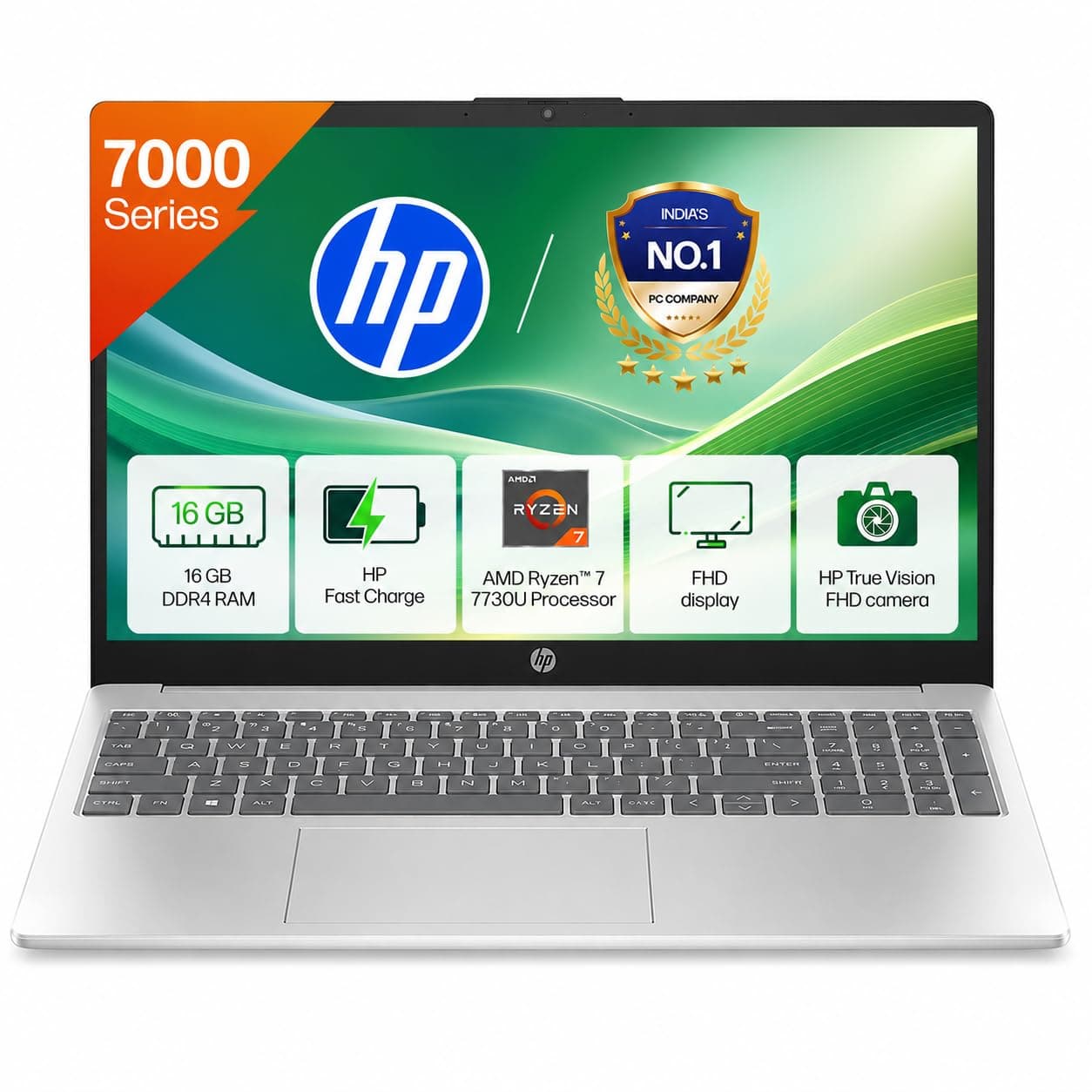 HP 15 Laptop, AMD Ryzen 7 7730U (16GB DDR4,512GB SSD) Anti-Glare, Micro-Edge,15.6''/39.6cm, FHD, Win11, M365 Basic(1yr),Office Home24,Silver,1.59kg,FHD Camera w/Privacy Shutter, Backlit KB, fc0761AU