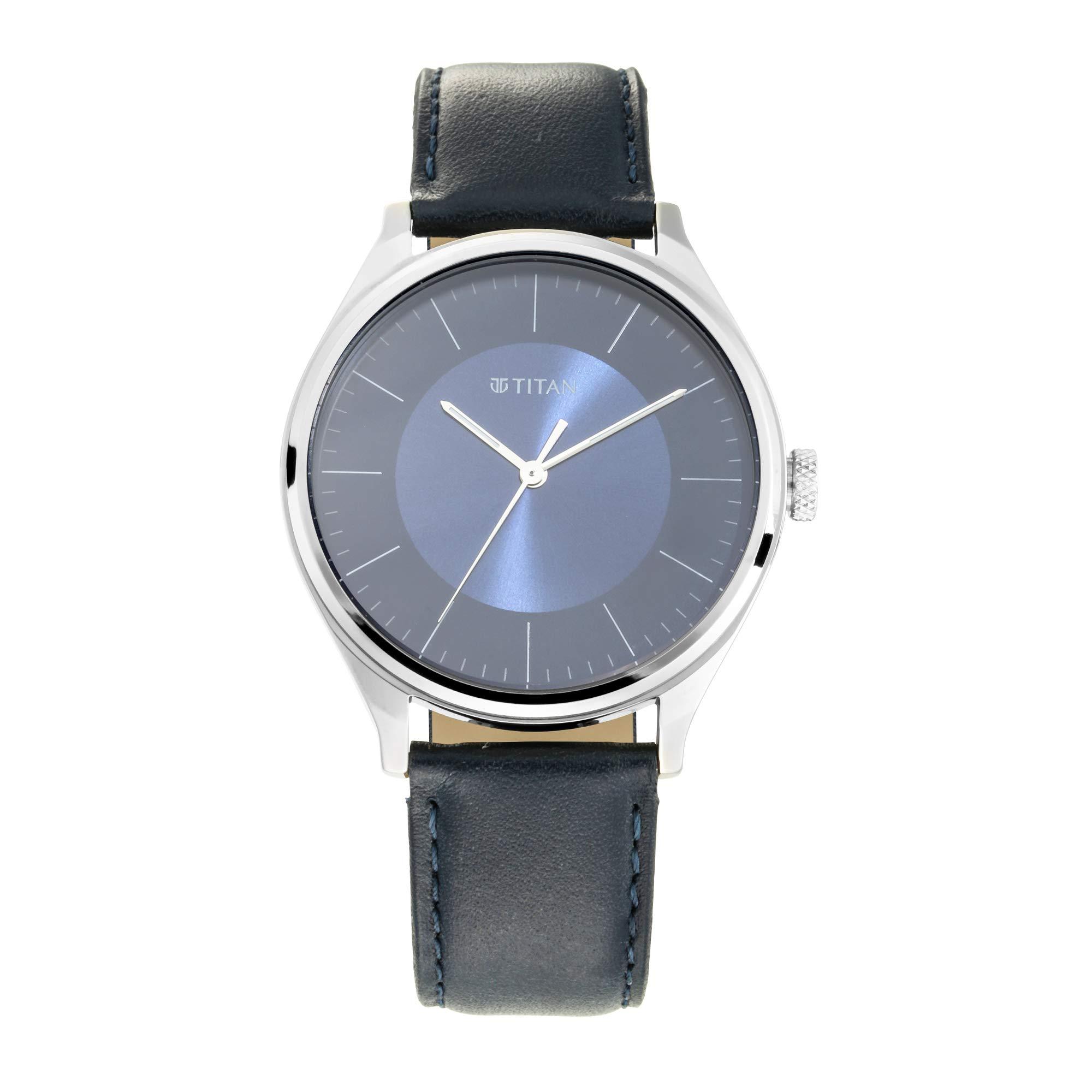 Titan Workwear Urban Edge Quartz Analog Midnight Blue Dial Blue Leather Strap Watch for Men - NP1802SL06