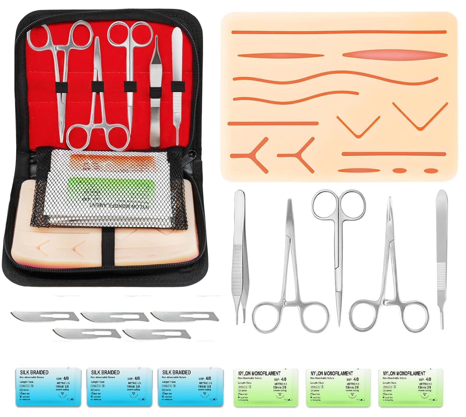 Style Keepers Suture Practice Kit for Medical Students - Suturing Kit Suture Pad with Pre-Cut Wounds, Suturing Threads & Tools, Wound Closure Stitches Training Kit for Med Dental Vet Students, Education Use Only