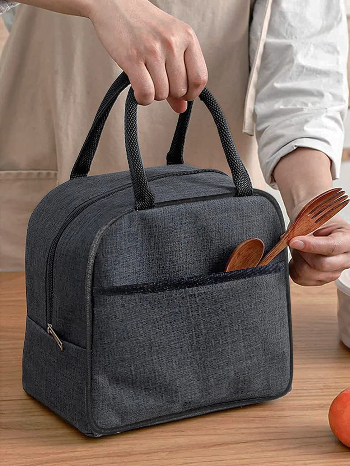 SVH Insulated Travel Lunch/Tiffin/Storage Bag for Women and Men Office, Collage and School (Grey) (Cotton)7 liters