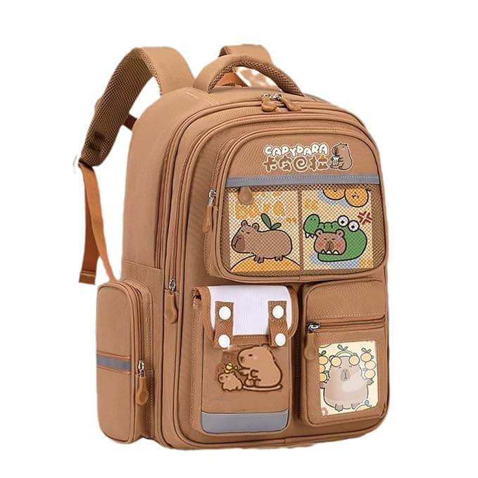 Preptep Cute Capybara Backpack with Pins Ita Bag Kawaii Cartoon Large Capacity Stylish Mochila De Capybara