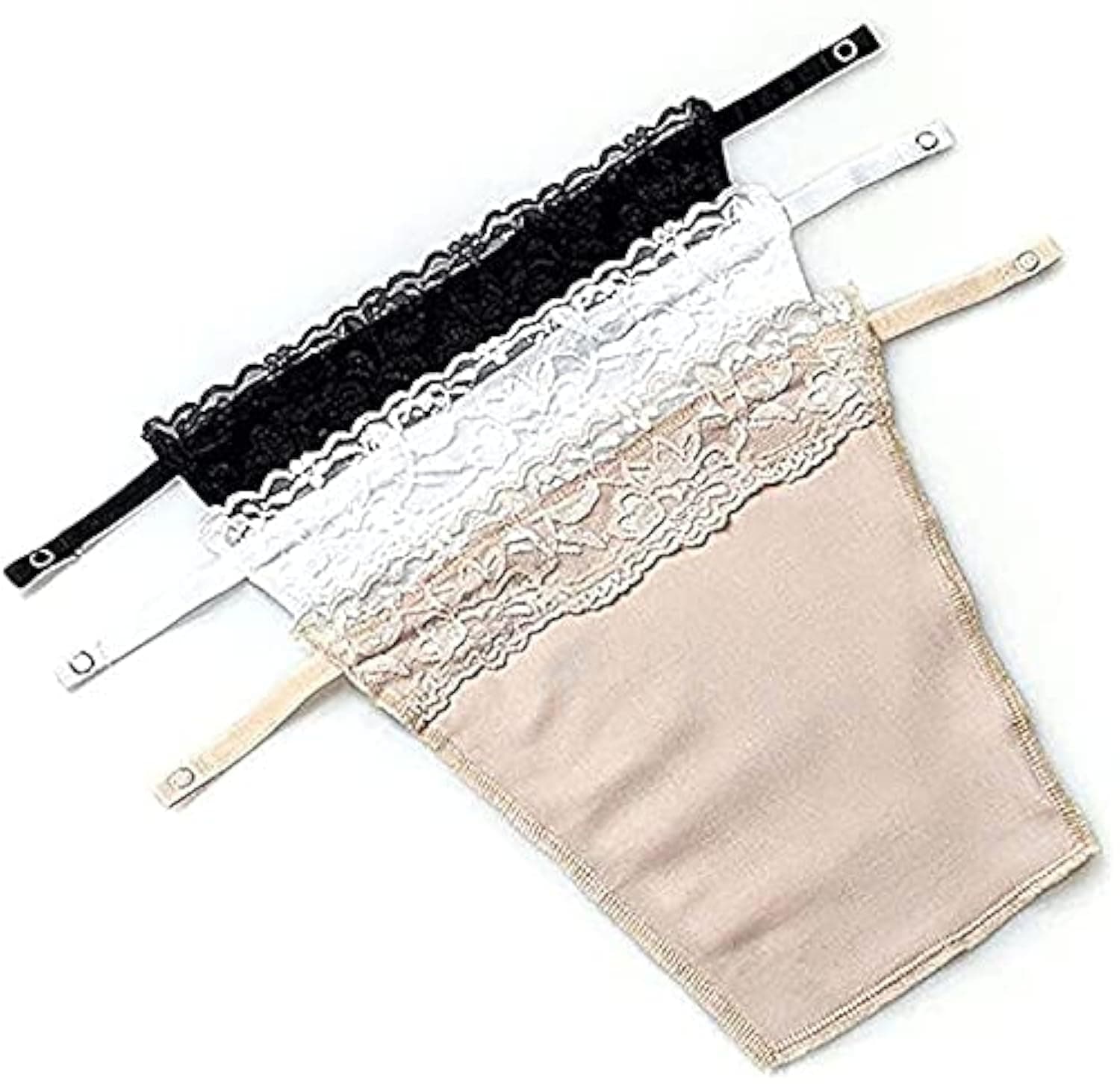 Shoppy Villa Cotton Clip-On Camisole for Women | Mock Lace Cleavage Cover | Deep Neck Cover Up | Inners Cami Secret | Slip Insert for Tops & Dresses | Free Size | Set of 3 | Black/White/Beige