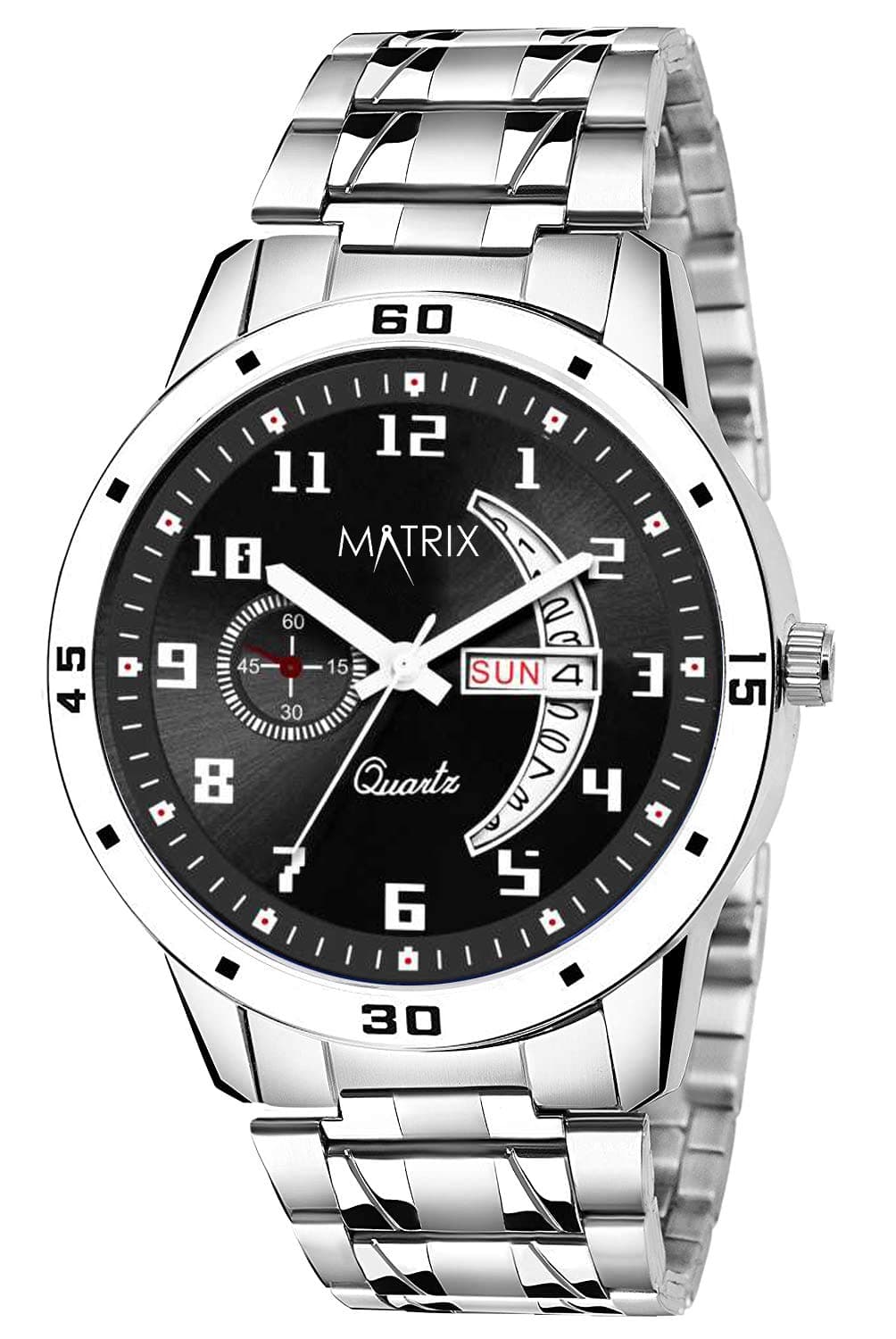 Matrix Analog Day & Date Functioning, Black Dial Stainless Steel Strap Men's Watch