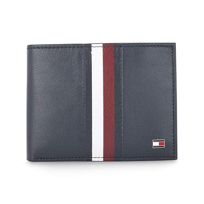 Tommy Hilfiger Men's Passcase Wallet Rane - Navy | 2 Compartments | 10 Cards Slots | Stylish Men's Leather Wallet