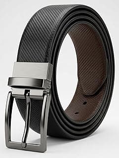 GS Leather Finishers Men's Reversible Genuine Leather Belt for Men | 2-in-1 Waist Belt with Rotating Buckle | Adjustable Formal & Casual Belt for Office, Jeans