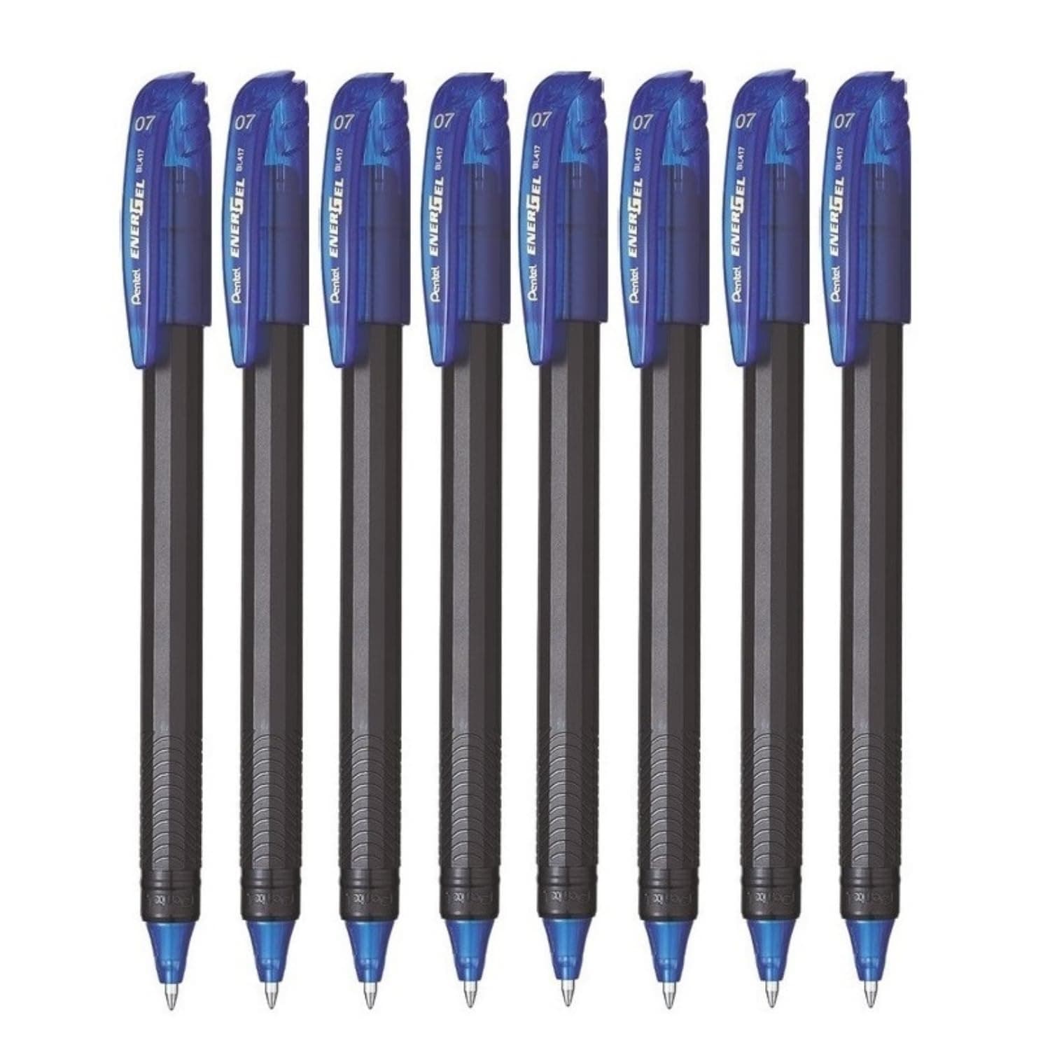 Pentel EnerGel 0.7mm Roller Gel Pen | Quick Dry Ink For Smudge-Free Writing | Lightweight Gel Pen For Smooth Writing Experience | Blue Ink, Pack of 8 Pens (BL417)