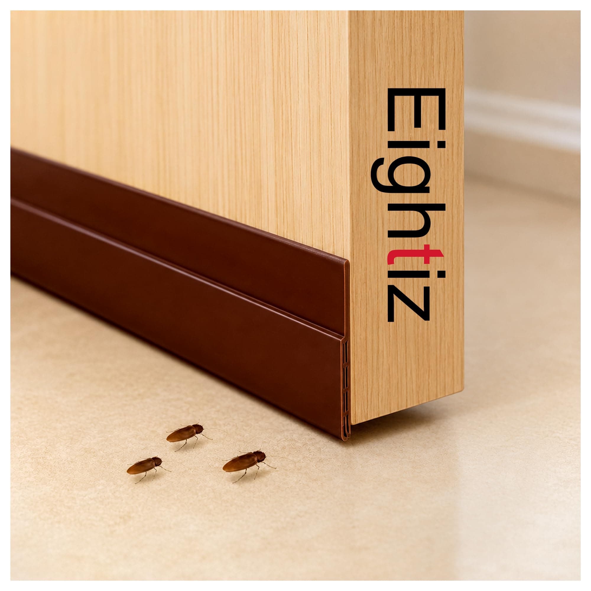 Eightiz Silicone Door Bottom Under Gap Filler Rubber Door Sealing Strip for Cockroach & Insect Protection, Rat Protector, Air & Dust Sealing Brown, 39 Inch (Pack of 3)