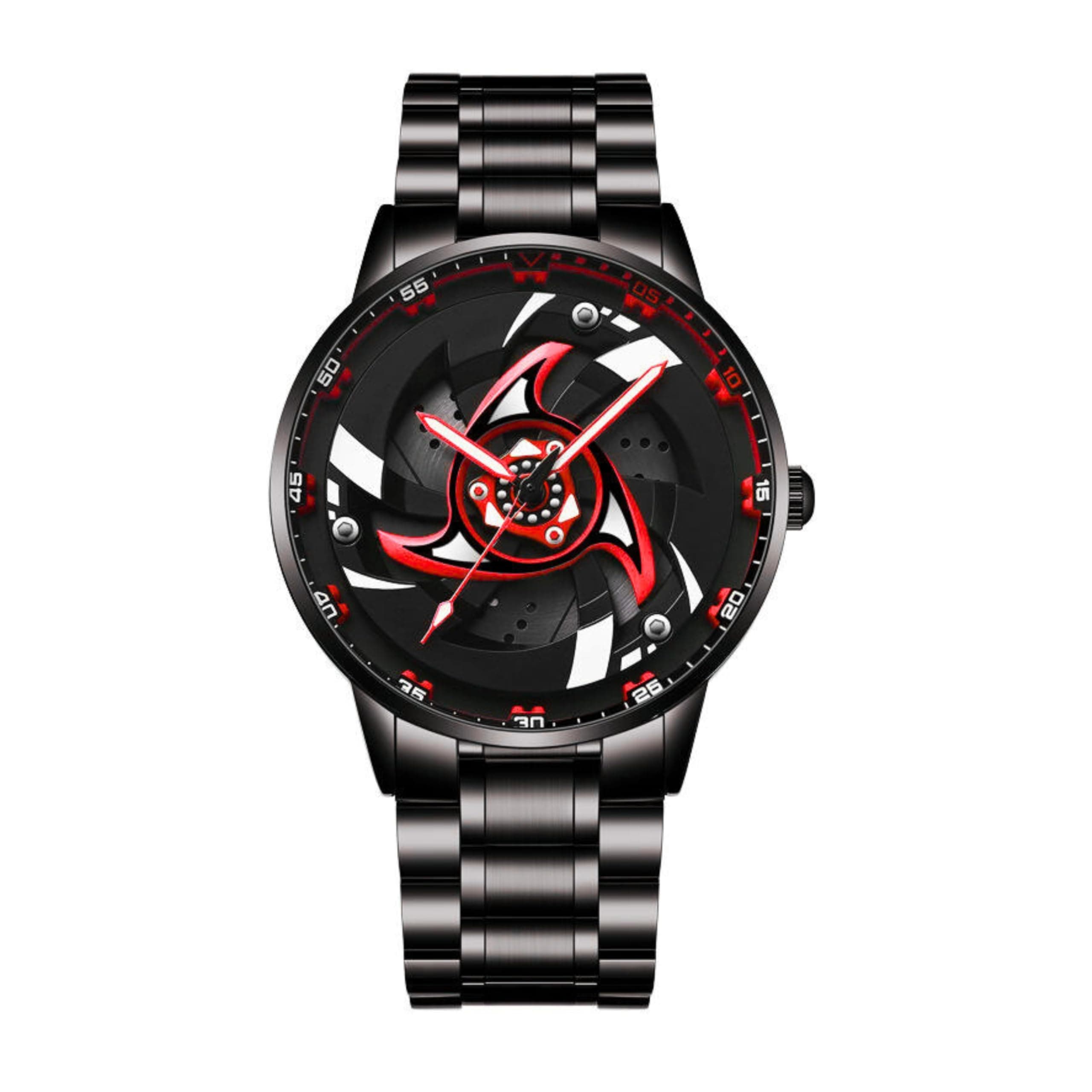 GOLDENIZE FASHION Branded Men's Sport Quartz Watch Arrow Wheel Dial 360 Rotating Casual Fashion Stainless Steel Alloy Mens & Boy's Luxury Metal Gift Creative Watch