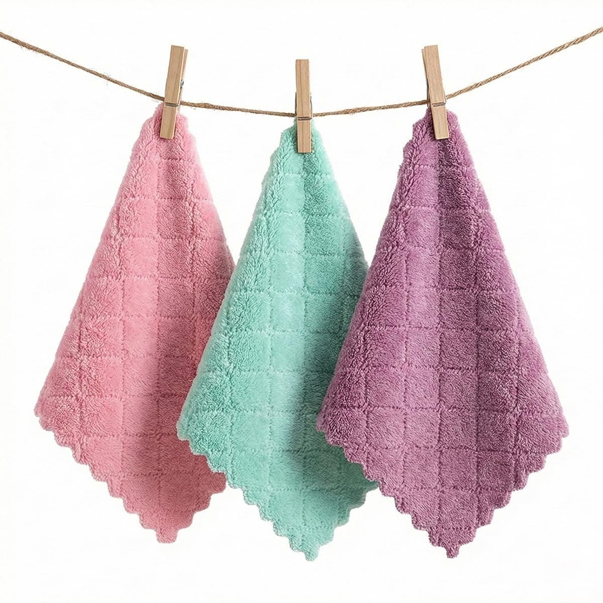 QURIPE 10 Pack Kitchen Cloth Dish Towels, Microfiber Cleaning Cloth Double-Sided Dish Drying Towel Reusable for House Furniture Table Kitchen Dish Window Glasses (Reversible)