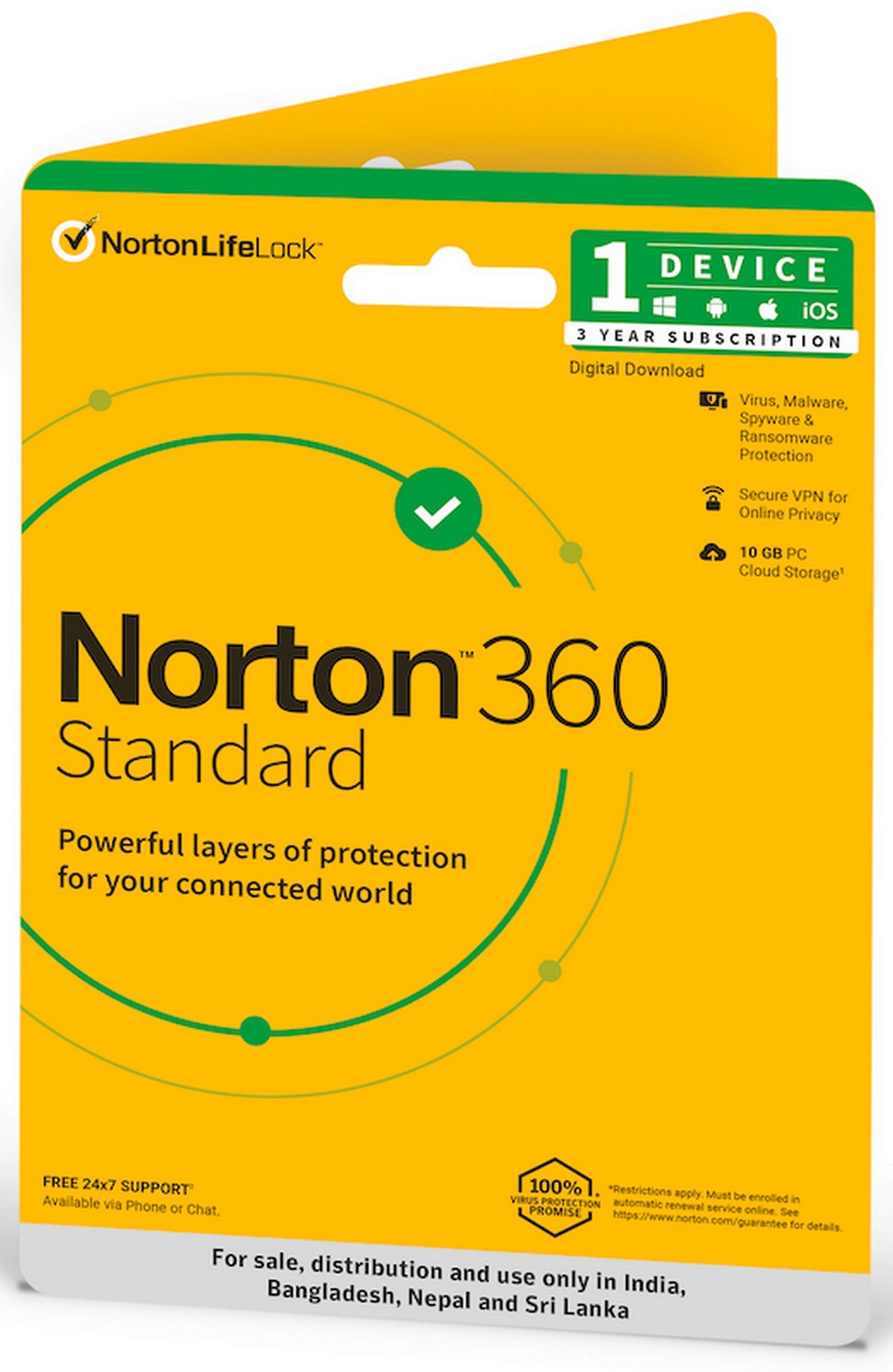 Norton 360 Standard |1 User 3 Years |Includes Advanced AI Scam Protection, Total Security for PC, Mac, Android or iOS | Additionally Includes Password Manager, PC Cloud Back Up, Safe Cam for PC
