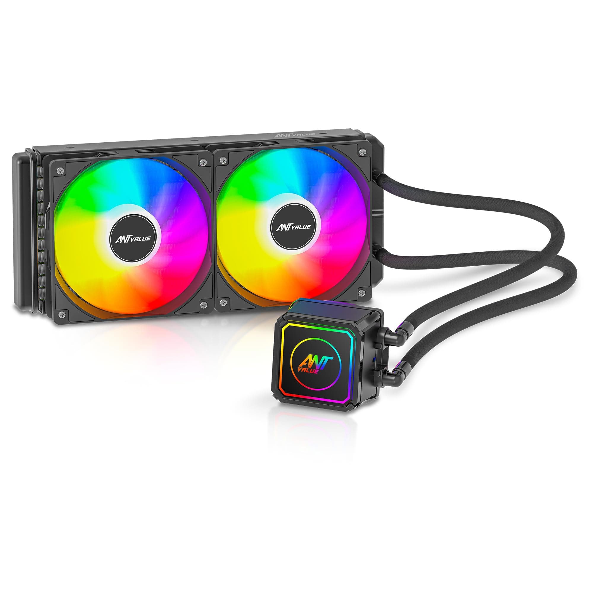 Ant Value AV240 240mm CPU Liquid Cooler/AIO - Black | Static RGB| Support Intel - LGA115X/1200/1700/1851/1366/2011/2066, AMD - FM1/FM2/AM2//AM2+/AM3/AM3+/AM4/AM5