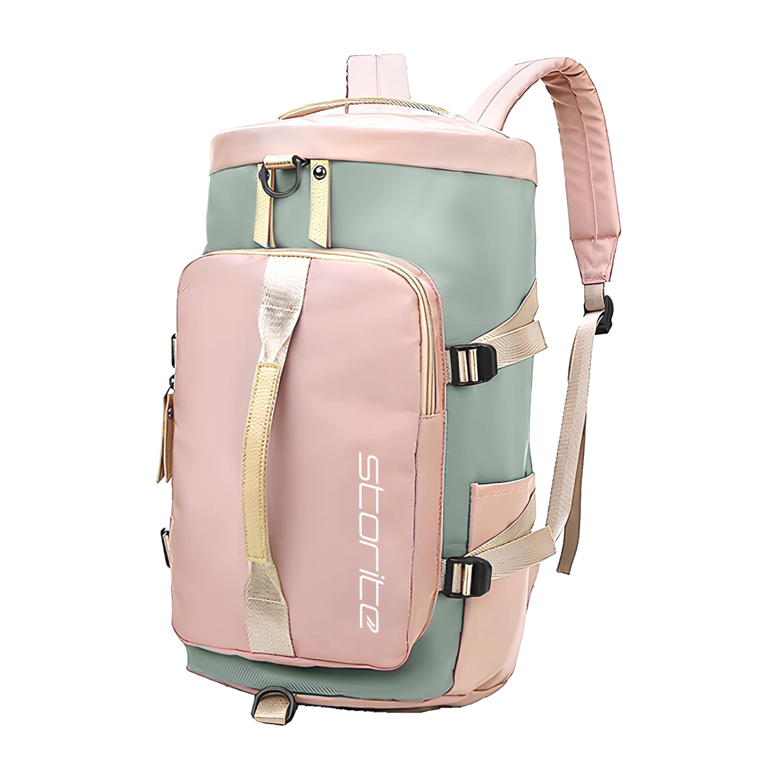 Storite Travel Backpack with Shoe Compartment, Pink/Grey, 43x25x26 cm