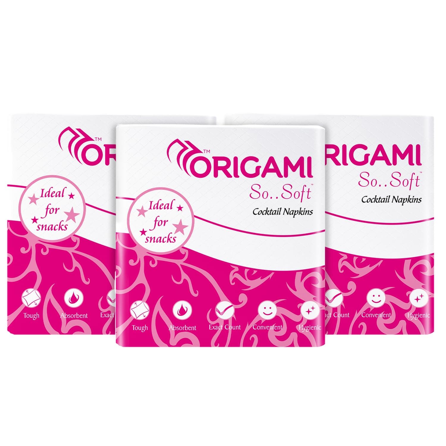 Origami So Soft Plain Napkins | CT | 1 Ply | Pack of 3 | 100 Pulls Each