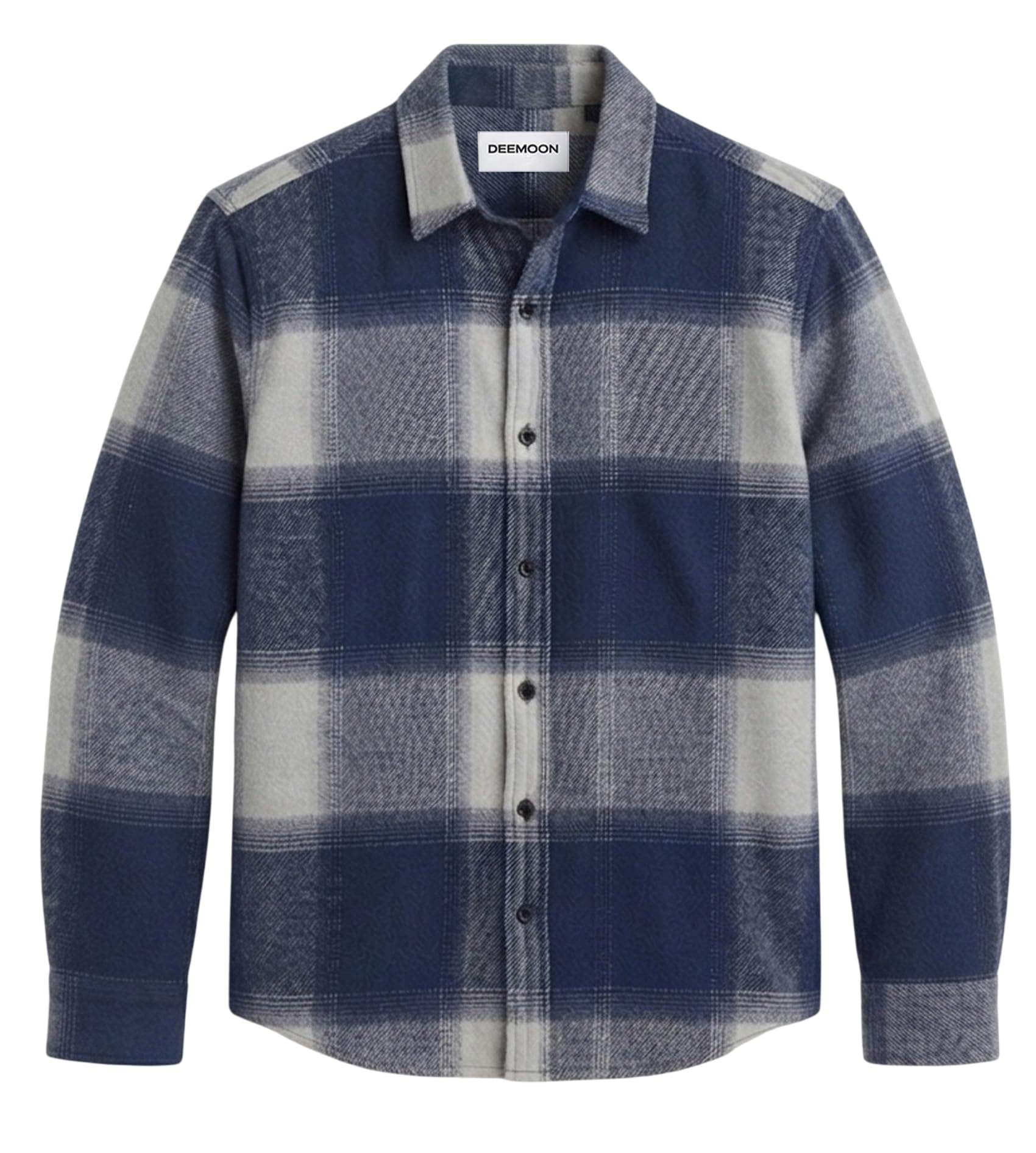 DEEMOON Men's Premium Cotton Flannel Checkered Shirt | Full Sleeve Plaid Casual Button-Down | Regular Fit | Winter & Autumn Wear | Size - XL | Color - Navy Blue