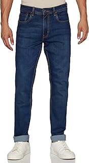 Peter England Men's Tapered Fit Mid Rise Classic Tape Stretchable Twill Jeans