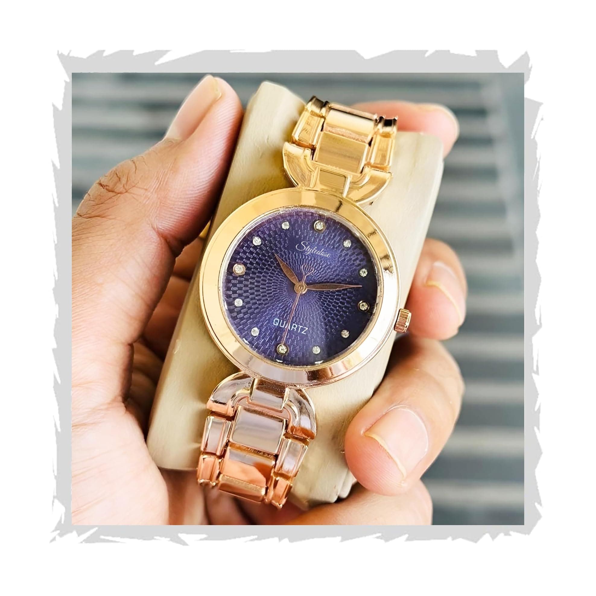 styledose Women Analogue Wrist Watches for Women's & Girls&Ladies Diamond Studded Dial Rosegold Colored Stylish Bracelet Strap (Purple)