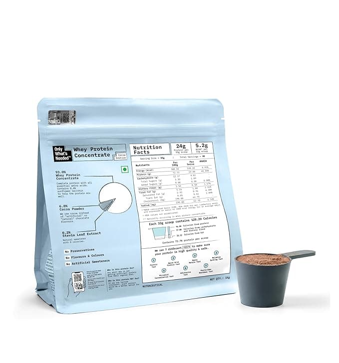 ONLY WHAT'S NEEDED By Food Pharmer - OWN Cocoa Edition | Whey Protein Concentrate 1kg | 24g per scoop | No Added Sugar | No Added Flavours | No Added Artificial Sweeteners | No Added Colours | Lab Tested