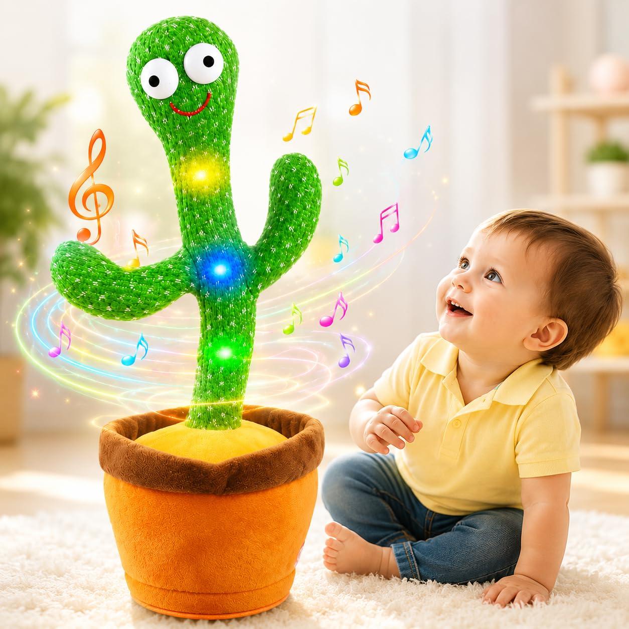 Goyal's Dancing Cactus Talking Toy, Wriggling, Singing & Repeating What You Say, Funny Education Toy for Babies & Kids - Green (Rechargable)