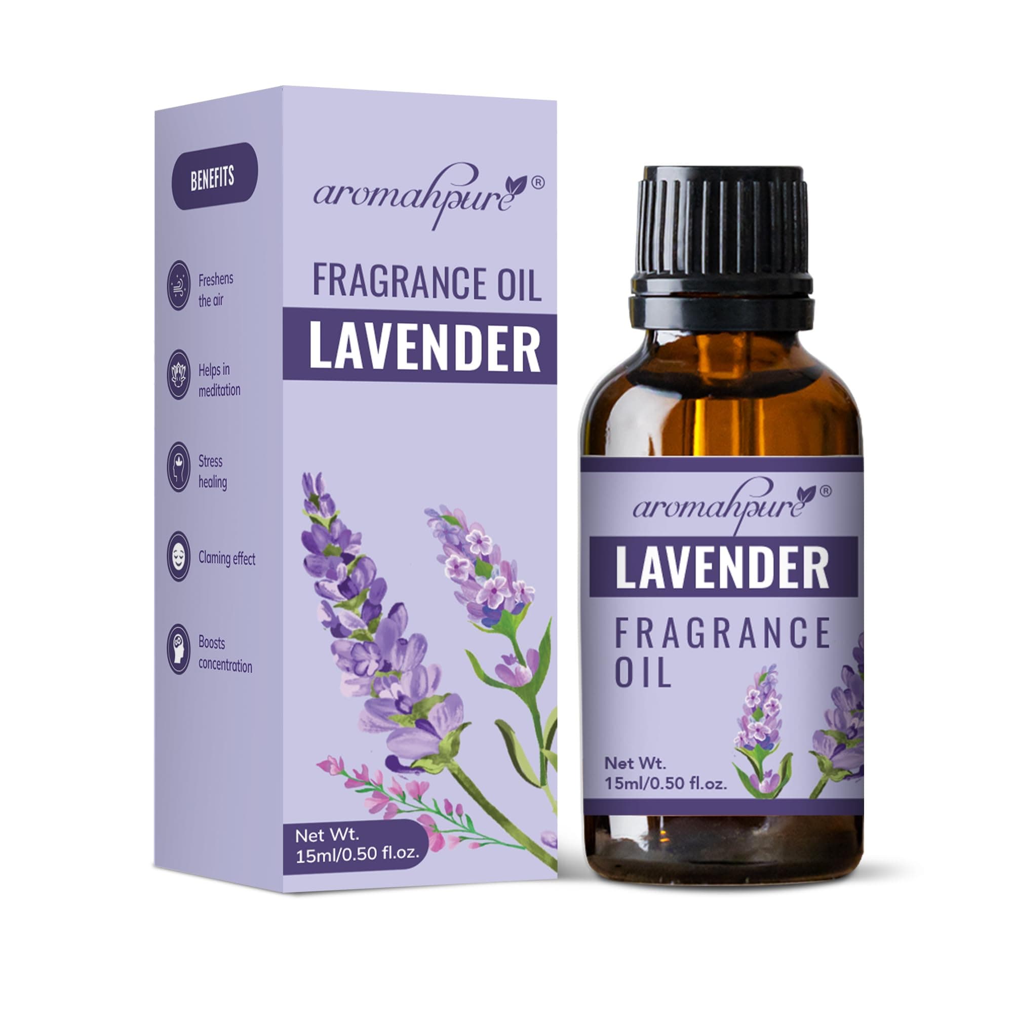 Aromahpure Fragrance Oil | 15 ml | Lavender Aroma Oil for Home Fragrance | Best for Aromatherapy | Helps in Meditation | Used in Diffusers, Candles, Air Fresheners, Soaps, IFRA Certified
