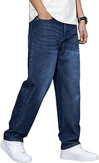 AUSK Men Jeans || Baggy Fit Jean's for Man || Loose Fit High Rise Denim || Stretchable Casual/Business Wear Jean,s || Dance Rapping Style Pant for Men || Denim Cotton Jeans