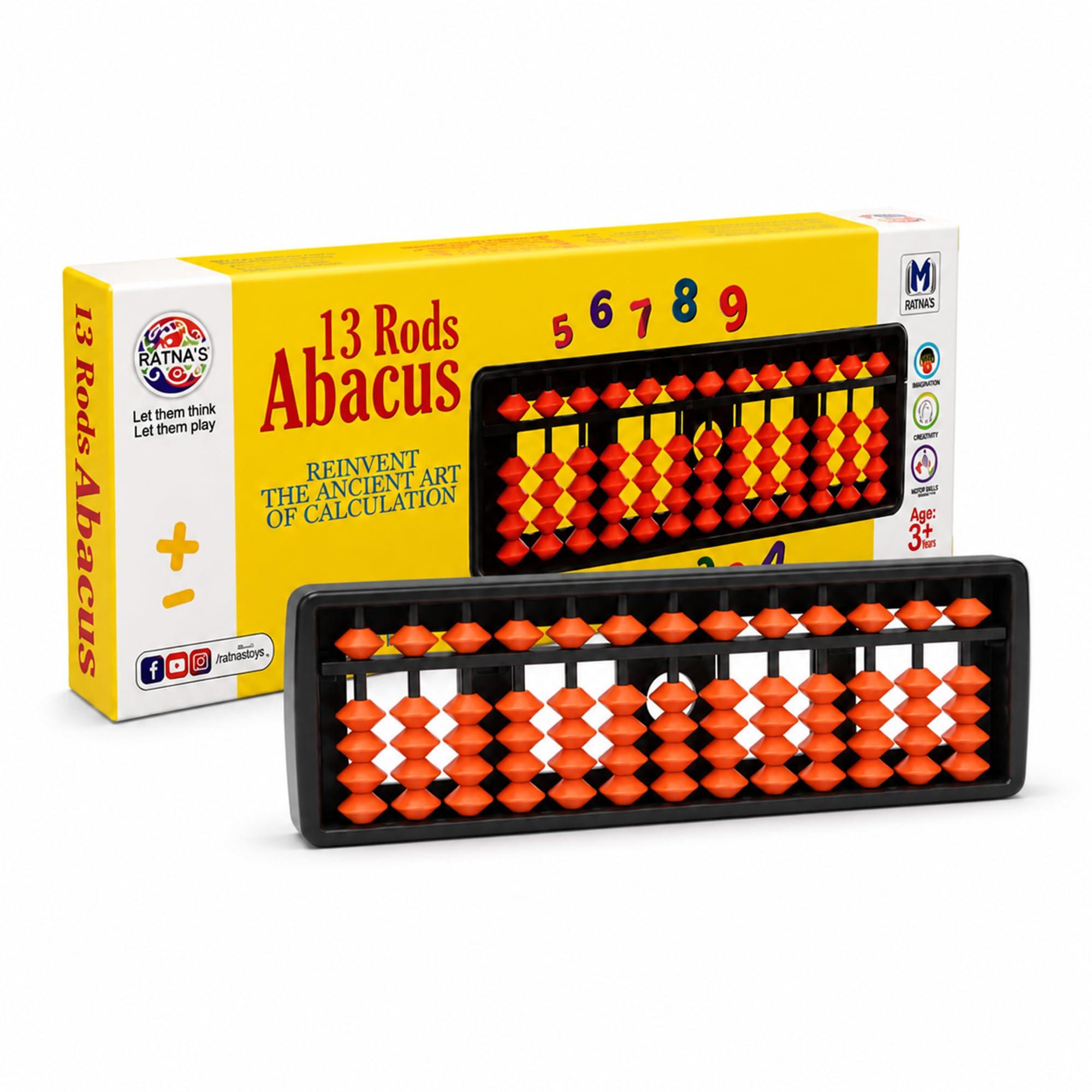 Ratna's 13 Rods Abacus Educational Learning Tool for Kids to Enhance Their Counting Skills and Mathematics
