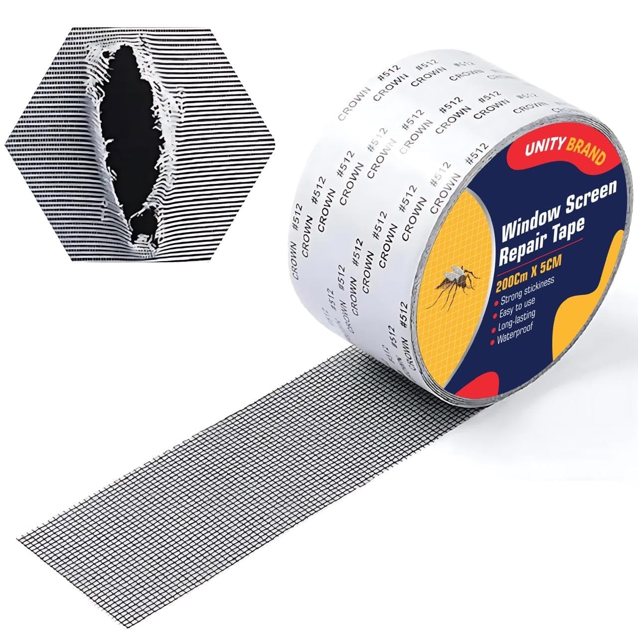Mosquito net patch repair Tape, Window Screen Repair Tap, Strong Adhesive & Waterproof Window Mosquito net Covering Mesh Tape for Door Tears Holes Screen Patch Repair (200Cm X 5CM) (200Cm X 5CM)