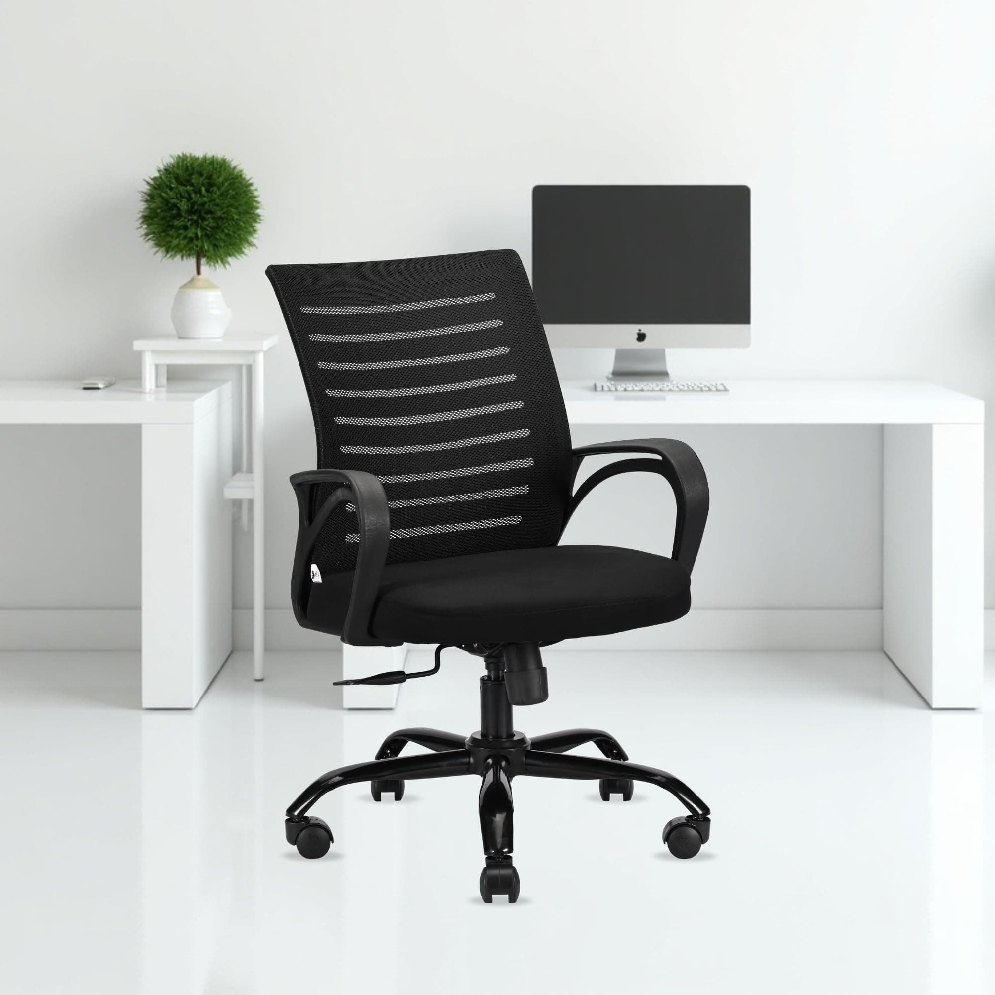 IAFA FURNITURE Diego Mid-Back Mesh Office Chair | 2 Year Warranty | Tilting & Height Adjustable Mechanism | Heavy-Duty Metal Base (Black) (DIY) (Black)