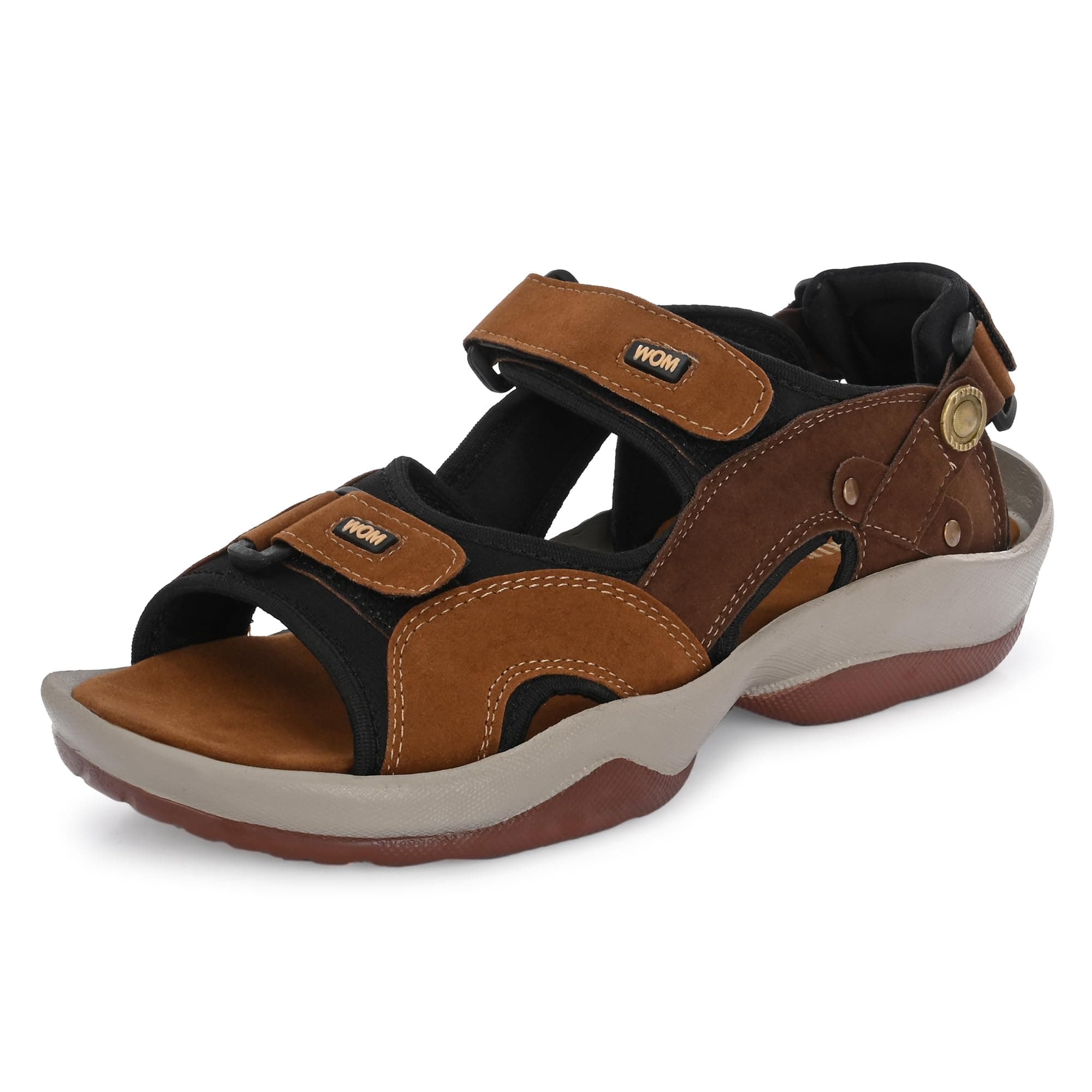 Centrino Sandals for Men |Flat Casual Sandals With Adjustable Velcro Closure For Easy Wear With Flexible Fitting And Trendy | Stylish Sandal With Unique Sole Design for Office & Travel Brown 6 UK (3263)