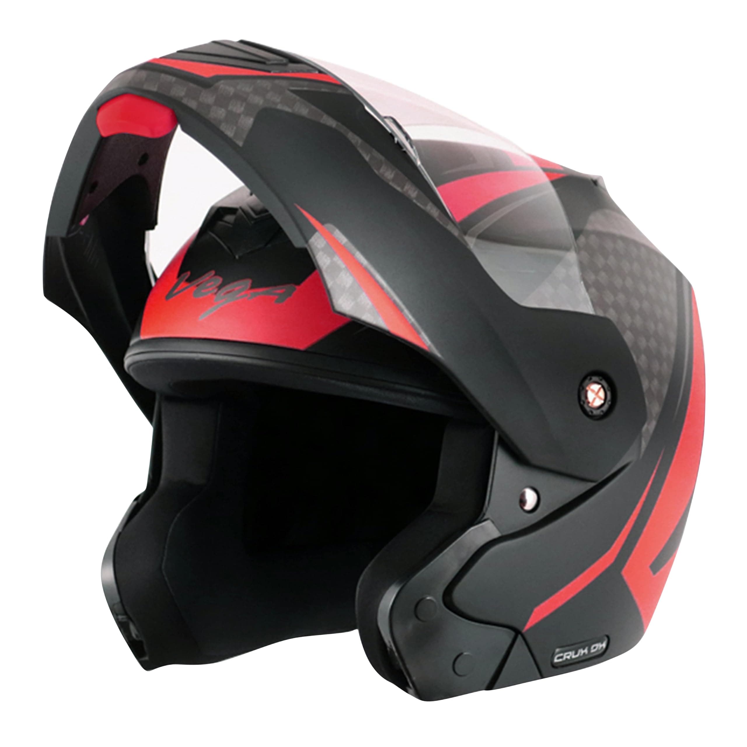 Vega Crux Dx Checks Dull Black Red Helmet-L