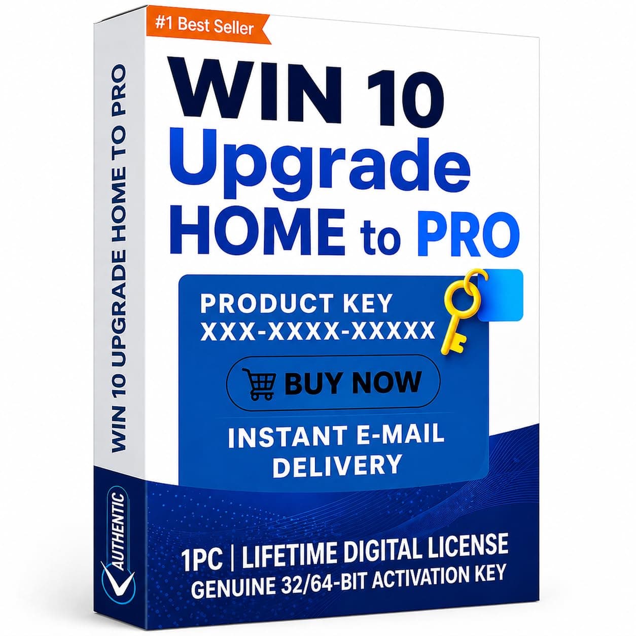 WIN 10 Upgrade Home to Pro, Lifetime Digital License, Genuine 32/64-Bit Activation Key, 1 PC (HOME to Pro)