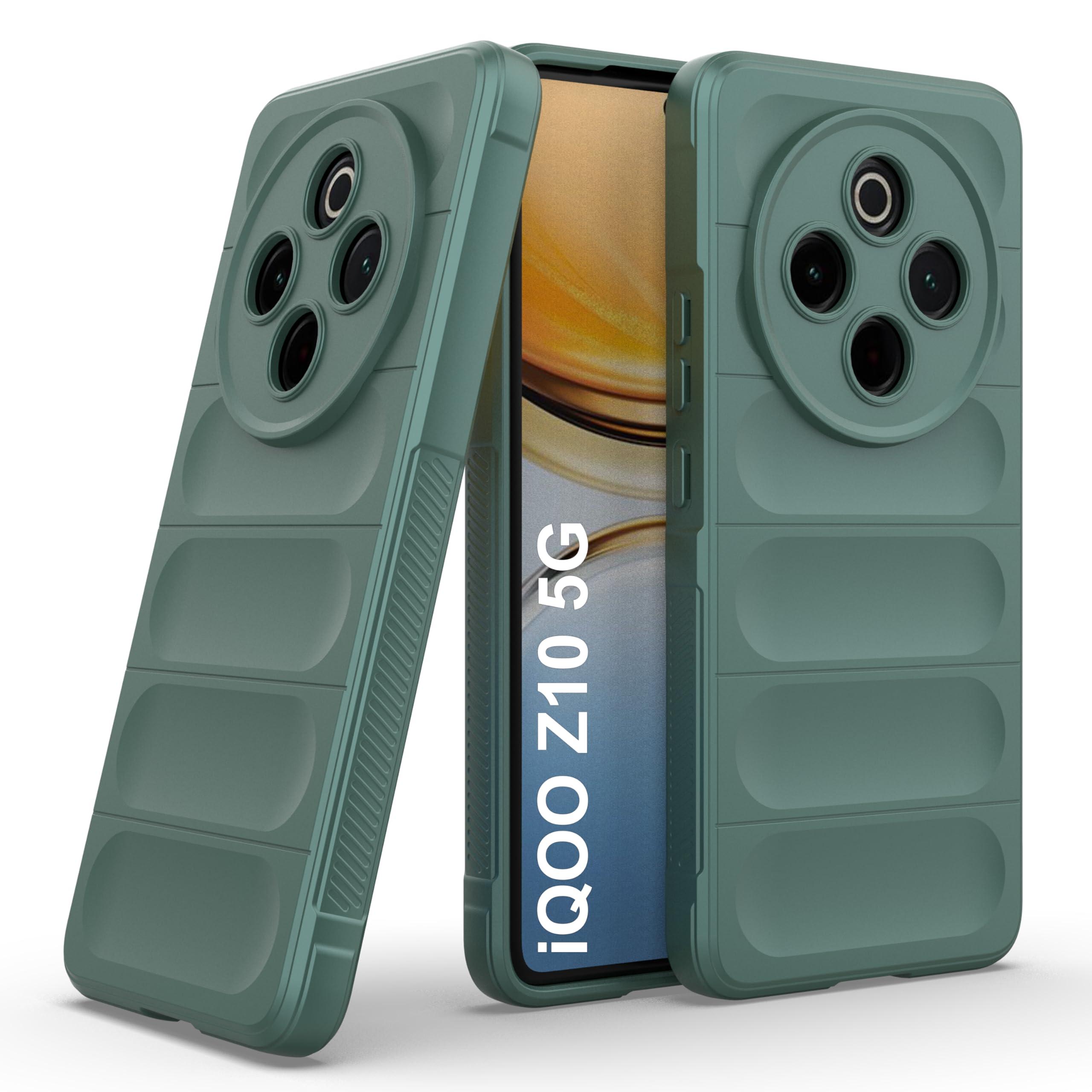 Zapcase Back Case Cover for iQOO Z10 5G | Compatible for iQOO Z10 5G Back Cover | Liquid Silicon Magic Case with Camera Protection | Dark Green