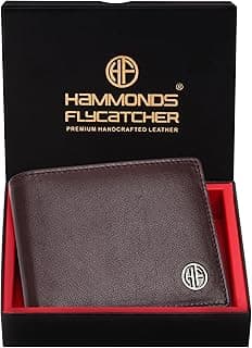 HAMMONDS FLYCATCHER RFID Protected Bi-Fold Wallet for Men Leather Original, Mens Wallet, Leather Wallets for Men, Classic Purse with 4 Card Slots, Coin Pocket, Gift for Mens - Redwood Brown