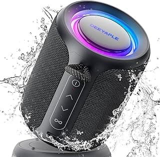 Deeyaple Bluetooth Wireless Speaker, IP67 Waterproof & Dustproof Portable Speaker with Lights, 15W Loud Stereo Sound, 2500mAh Battery, TWS Pairing, BT5.3, for Home/Party/Outdoor/Beach