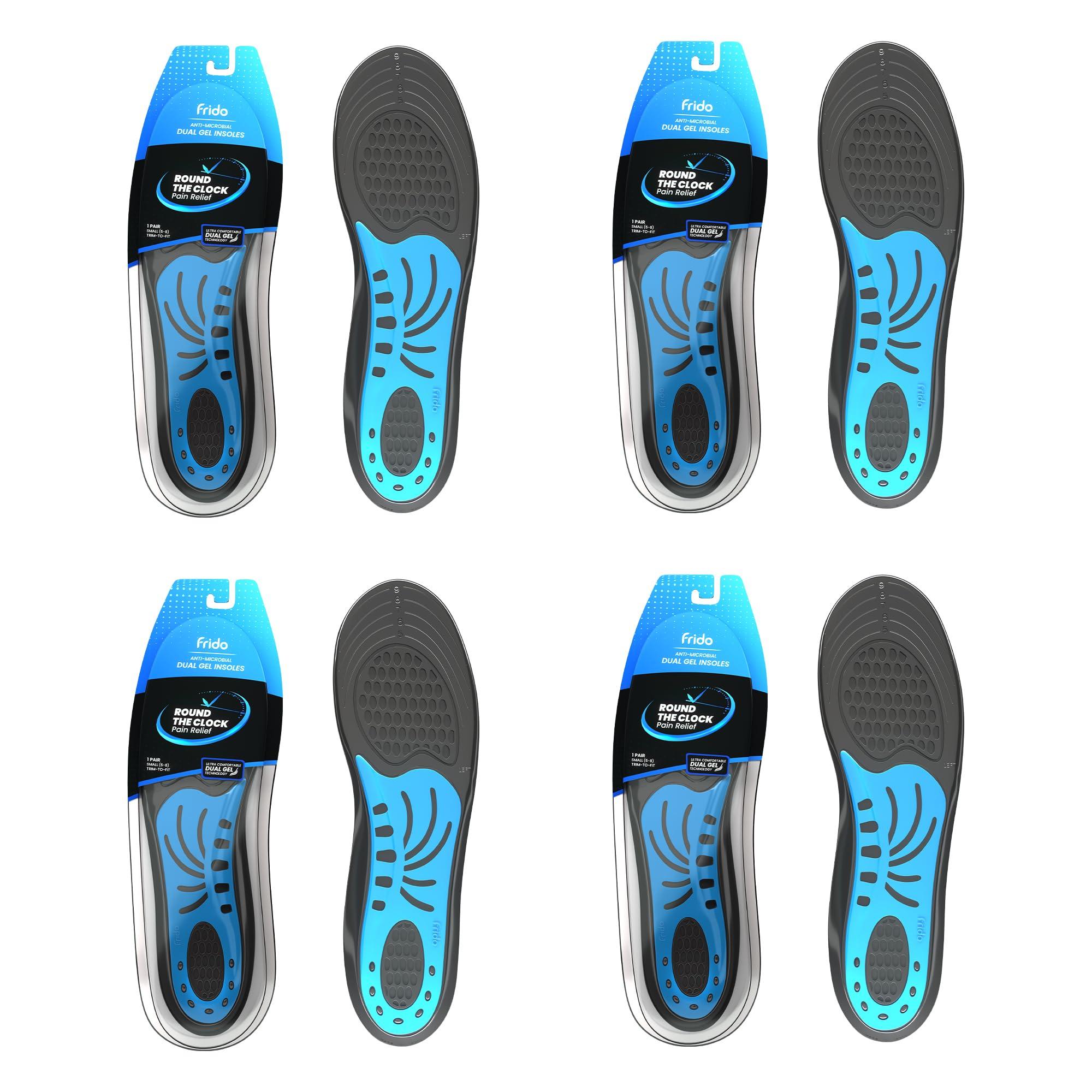 Frido Dual Gel Heavy Duty Trimmable Insoles | For Loose Shoes or Replacing Existing Insoles | Thick Shoe Inserts | Extra Comfort and Support | Proudly Made in India | (Size 5-8 UK) - Pack of 4 Pairs