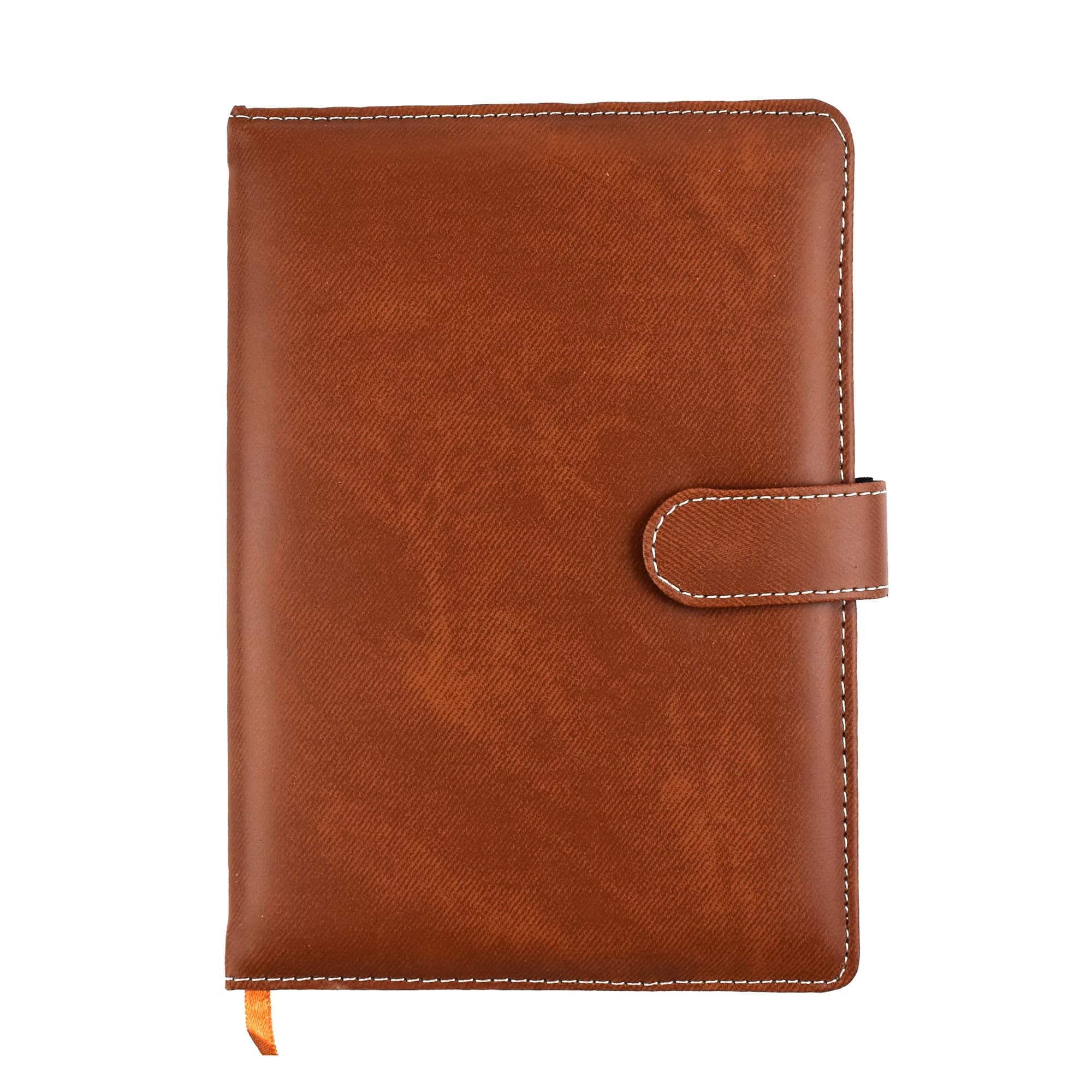 Cubic A5 Premium Textured Foambound PU Leather Diary | Light Tan Color | Secure Button Closure | Built-in Pen Holder & Ribbon Bookmark | 160 Lined Pages | Ideal for Work, Study & Journaling