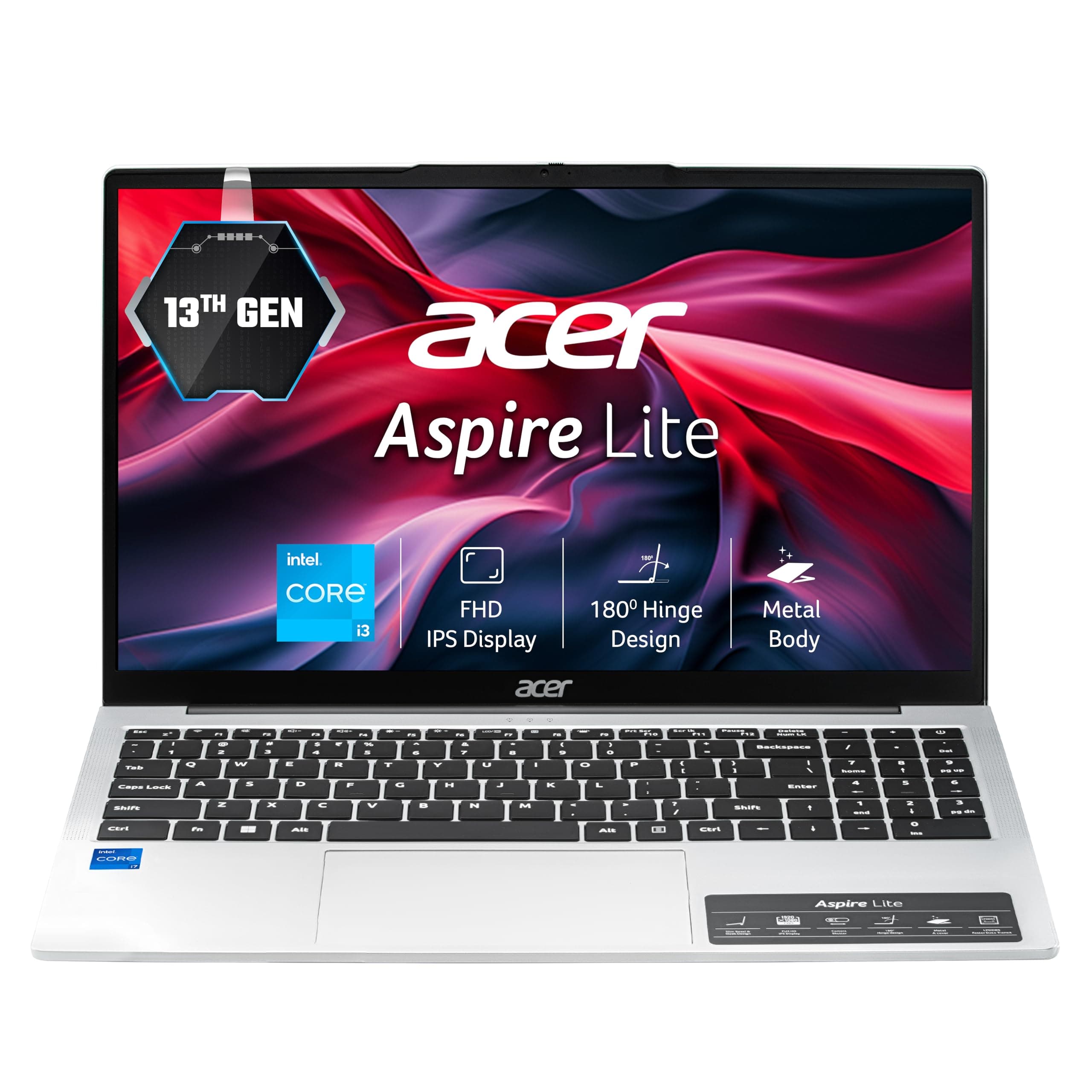 Acer Aspire Lite, 13th Gen Intel Core i3-1305U, 8GB RAM, 512GB SSD, FHD, 15.6"/39.62cm, Windows 11 Home, Steel Gray, 1.59KG, AL15-53, Metal Body, Thin and Light Premium, Laptop