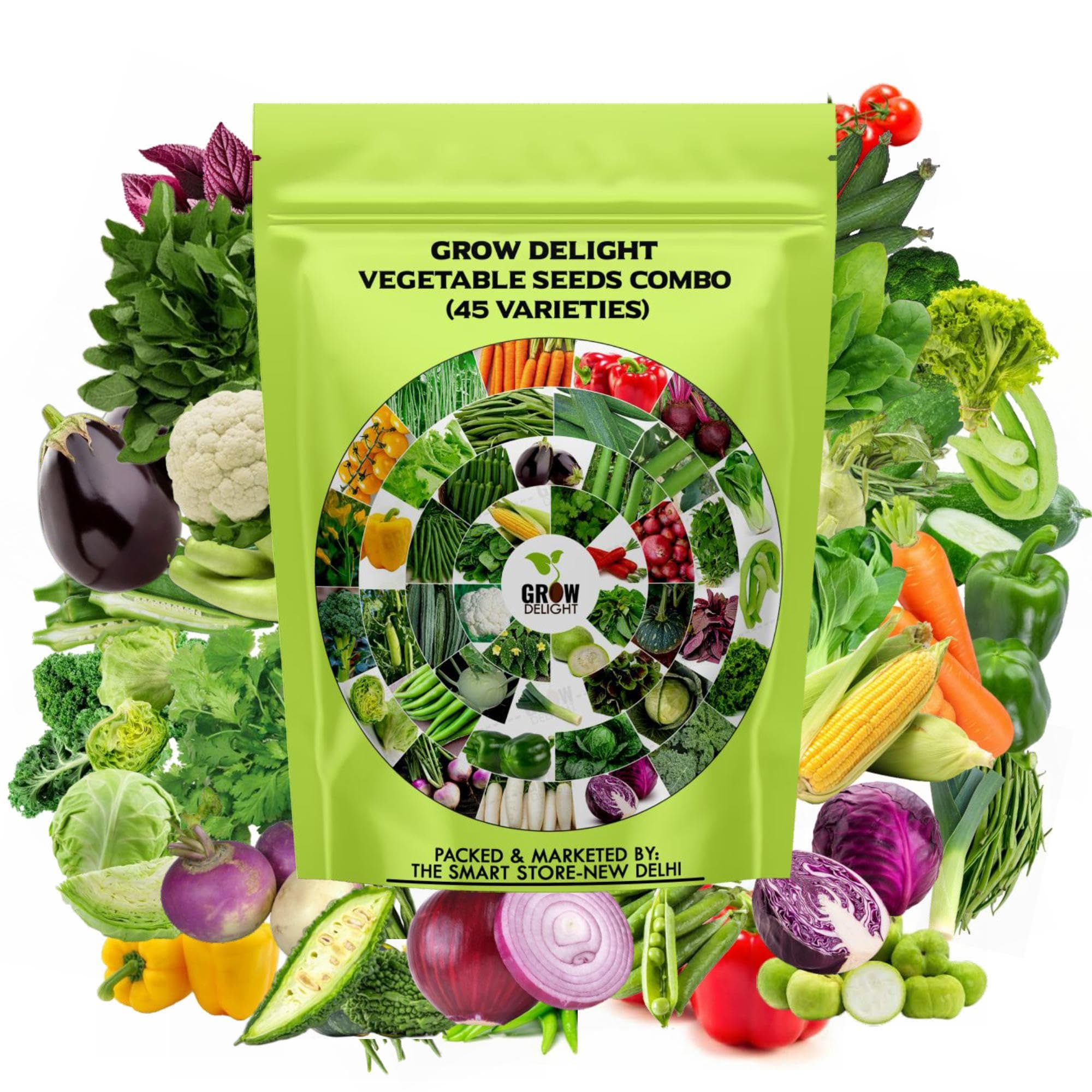 GROW DELIGHT 45 Variety 2000+ Vegetable Seeds Combo for Home Garden
